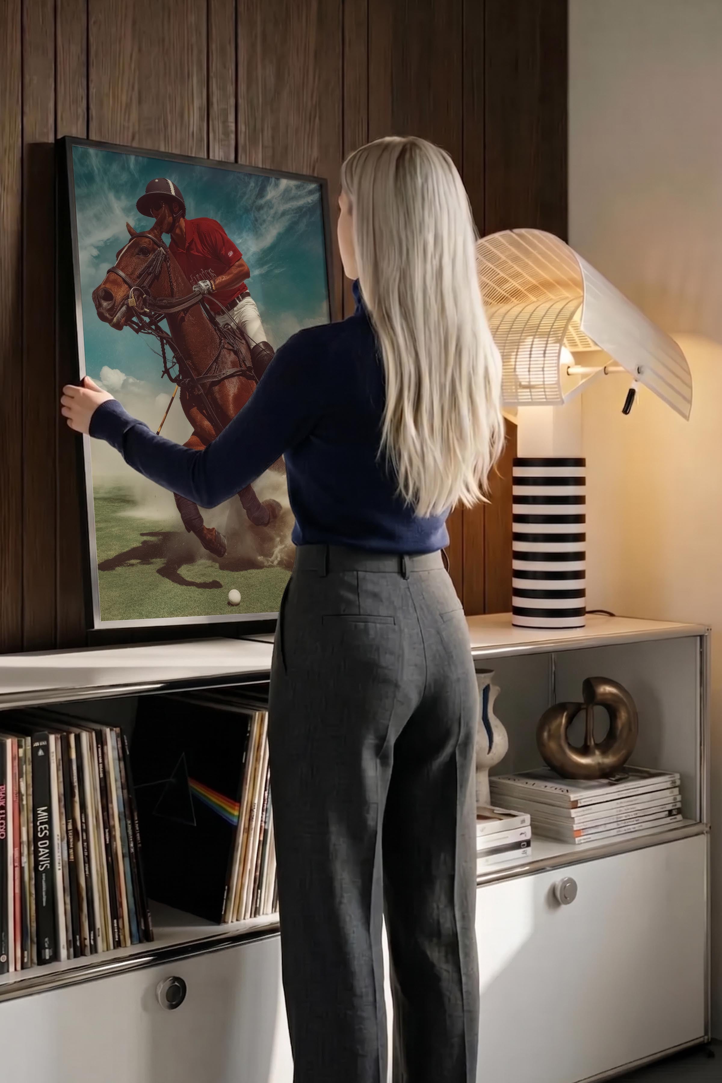 Polo Oyuncusu Posteri, Siyah Çerçeveli Poster, Old Money Serisi, NO:113214