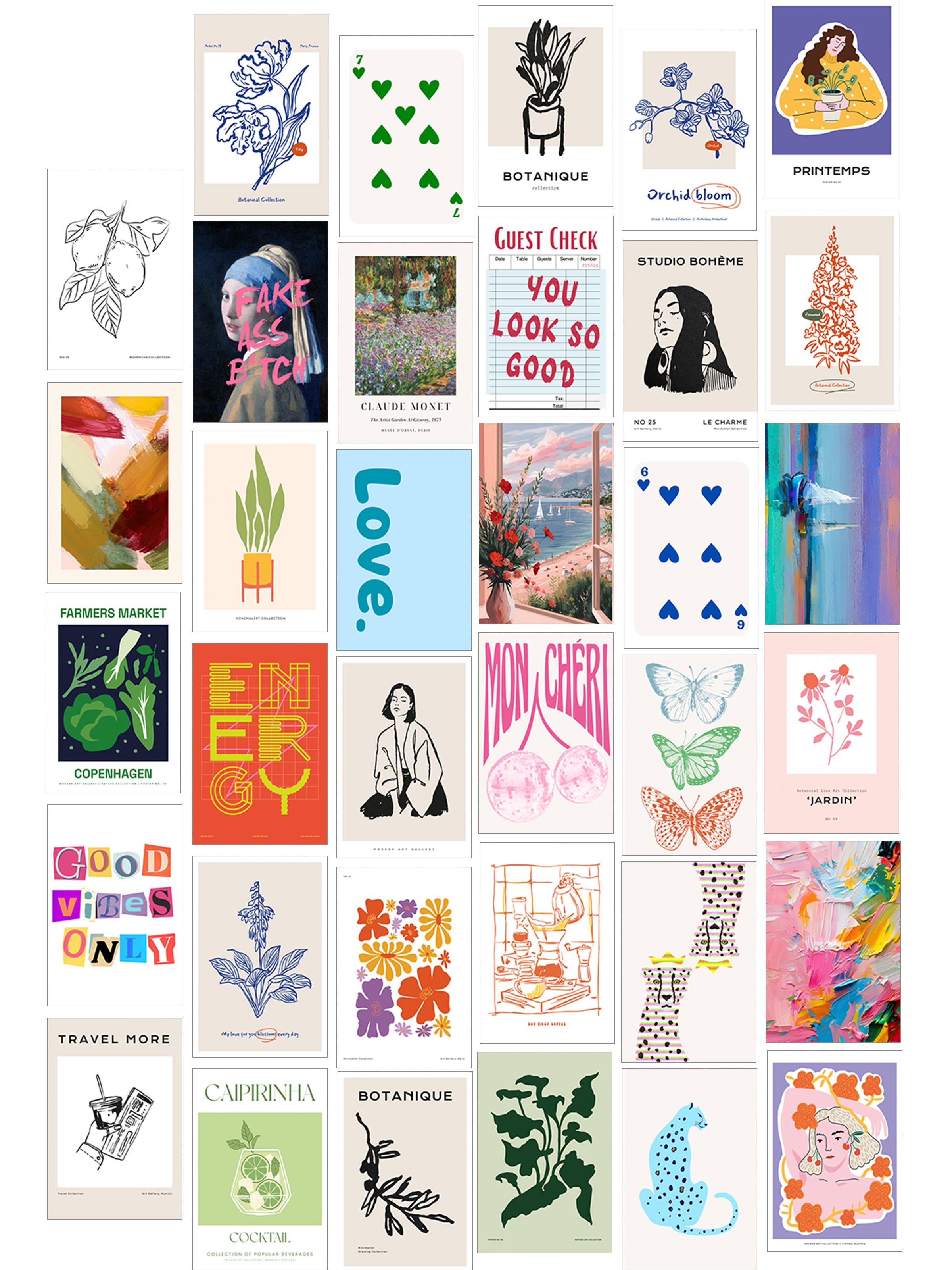 Poster Seti - Karışık Kolaj Poster Seti - 35 Adet Çerçevesiz Poster 10*15cm - Yapışkan Hediyeli