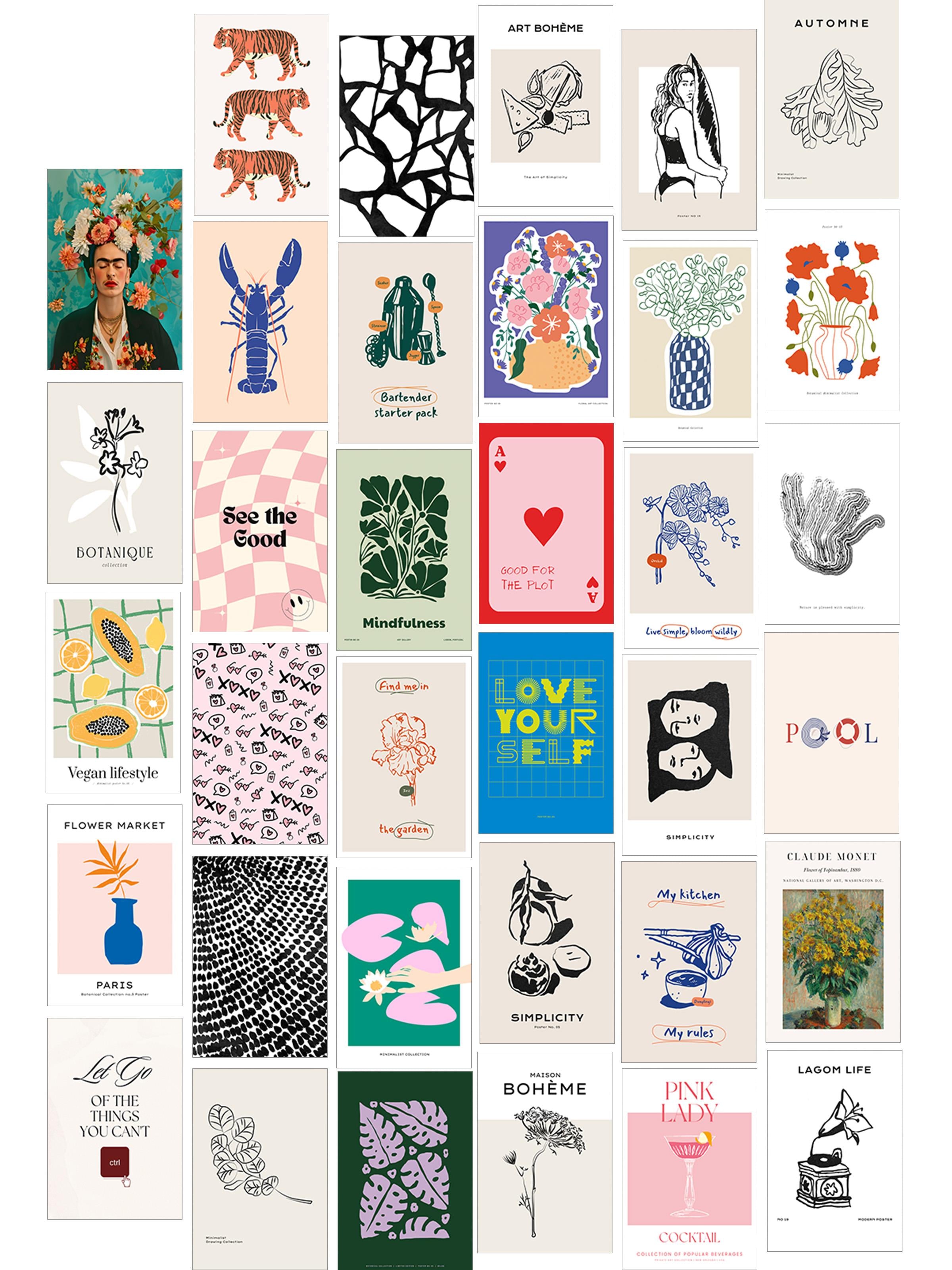 Poster Seti - Karışık Kolaj Poster Seti - 35 Adet Çerçevesiz Poster 10*15cm - Yapışkan Hediyeli