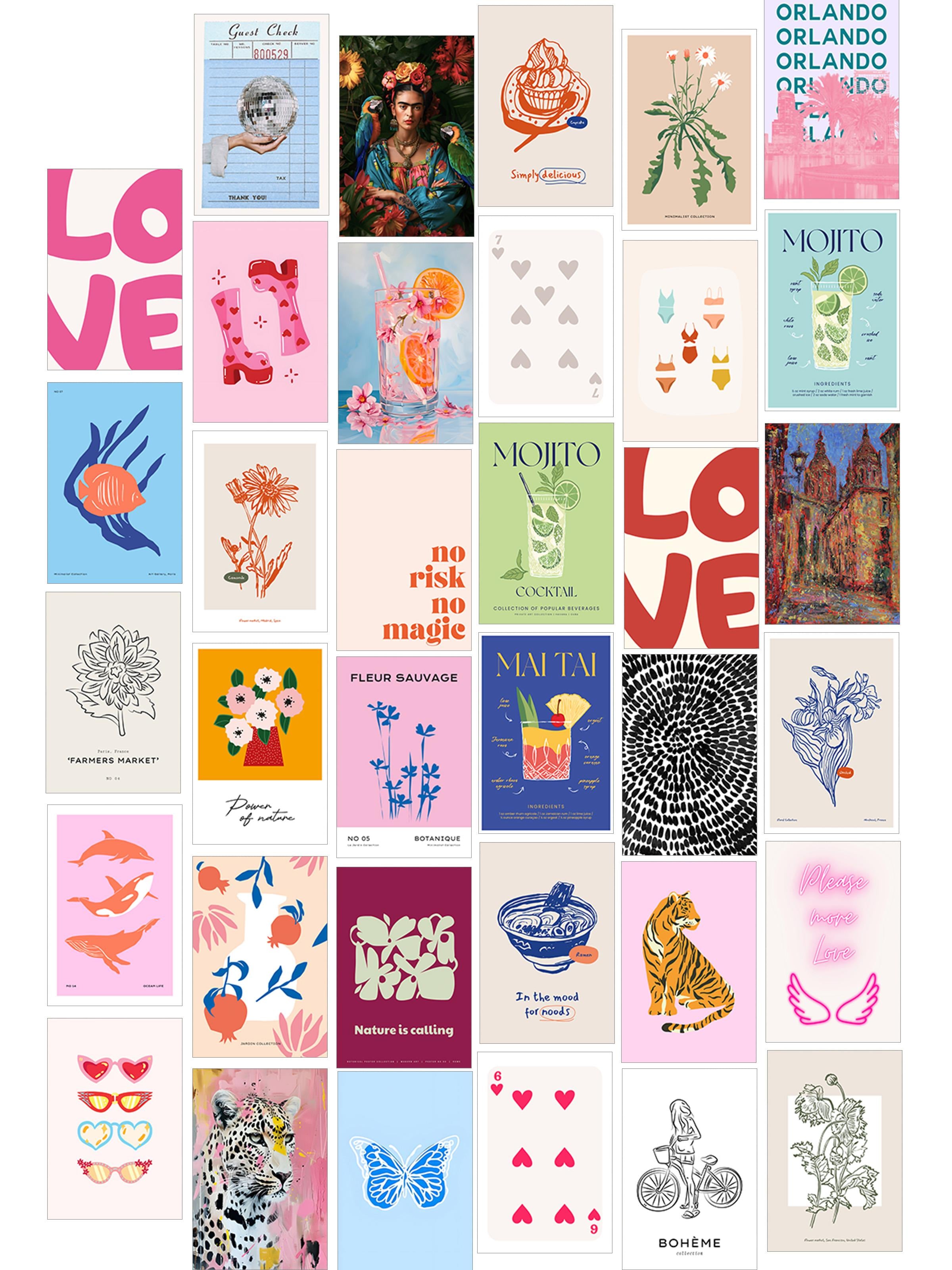 Poster Seti - Karışık Kolaj Poster Seti - 35 Adet Çerçevesiz Poster 10*15cm - Yapışkan Hediyeli