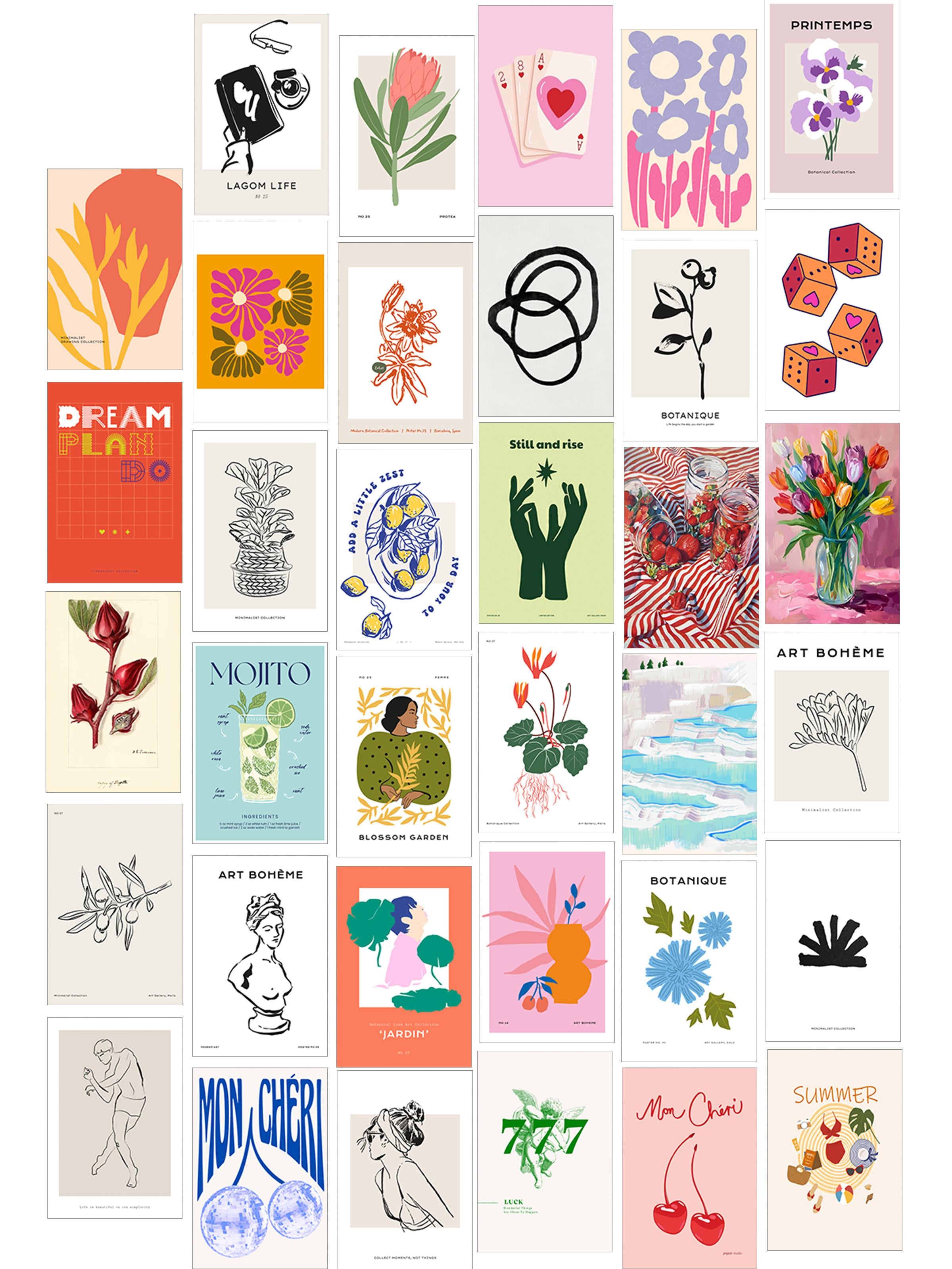 Poster Seti - Karışık Kolaj Poster Seti - 35 Adet Çerçevesiz Poster 10*15cm - Yapışkan Hediyeli