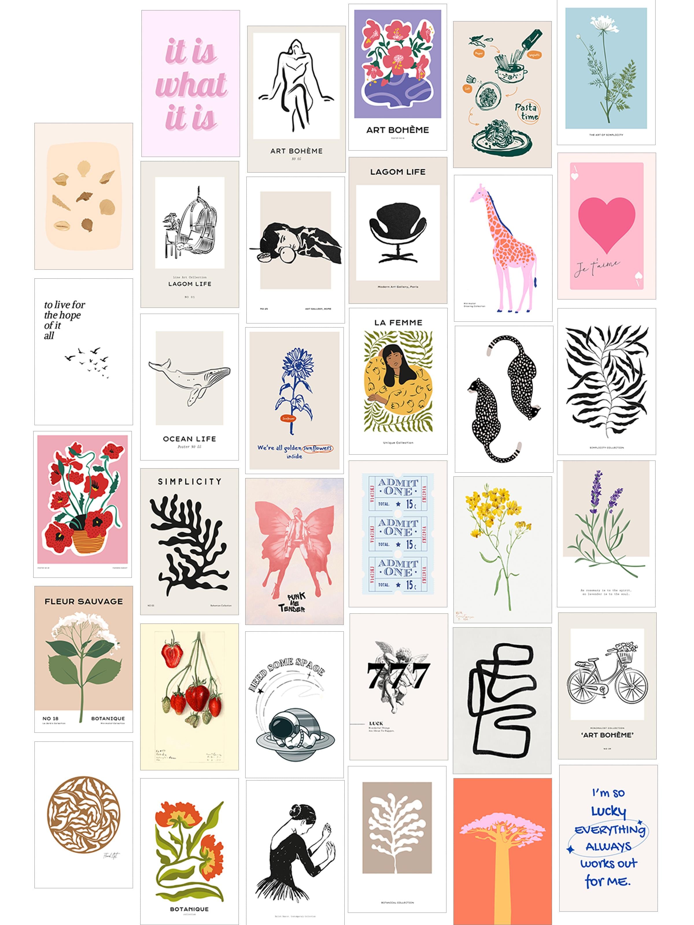 Poster Seti - Karışık Kolaj Poster Seti - 35 Adet Çerçevesiz Poster 10*15cm - Yapışkan Hediyeli