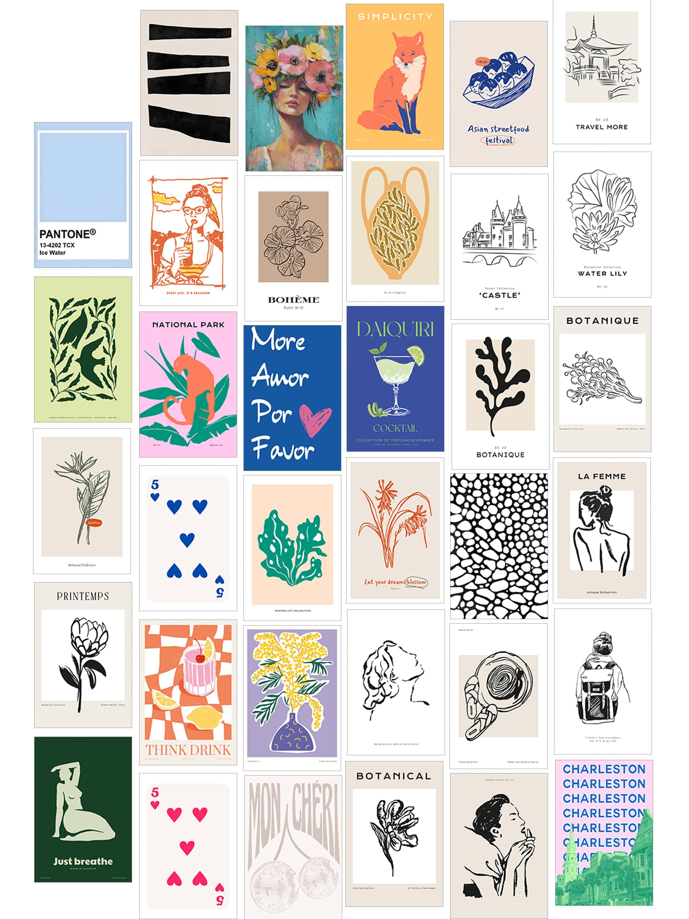 Poster Seti - Karışık Kolaj Poster Seti - 35 Adet Çerçevesiz Poster 10*15cm - Yapışkan Hediyeli