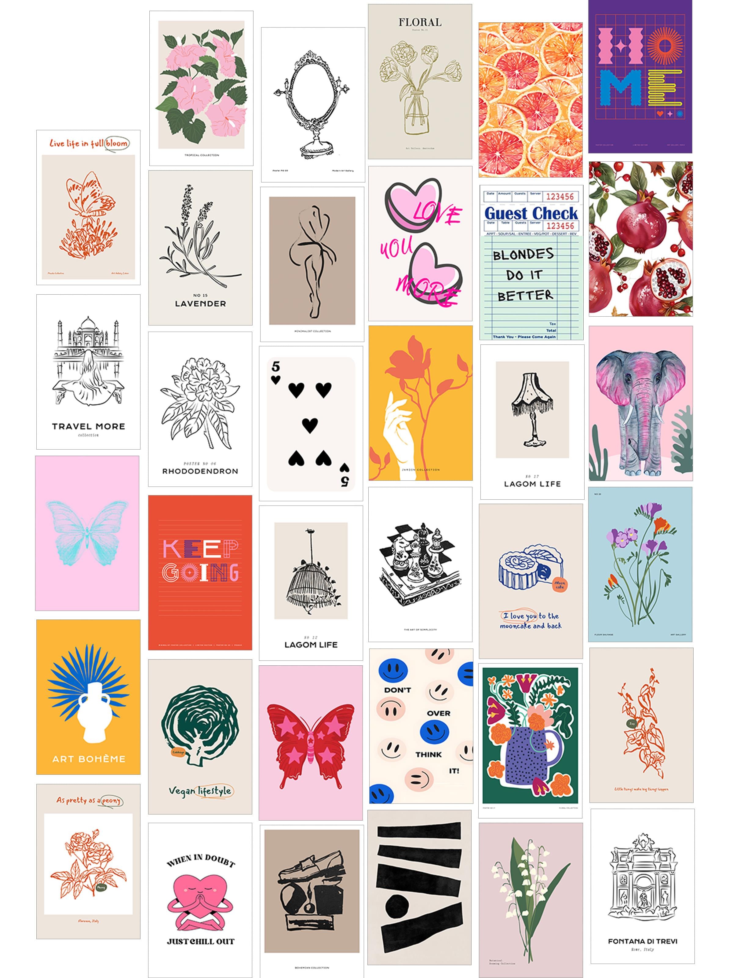 Poster Seti - Karışık Kolaj Poster Seti - 35 Adet Çerçevesiz Poster 10*15cm - Yapışkan Hediyeli