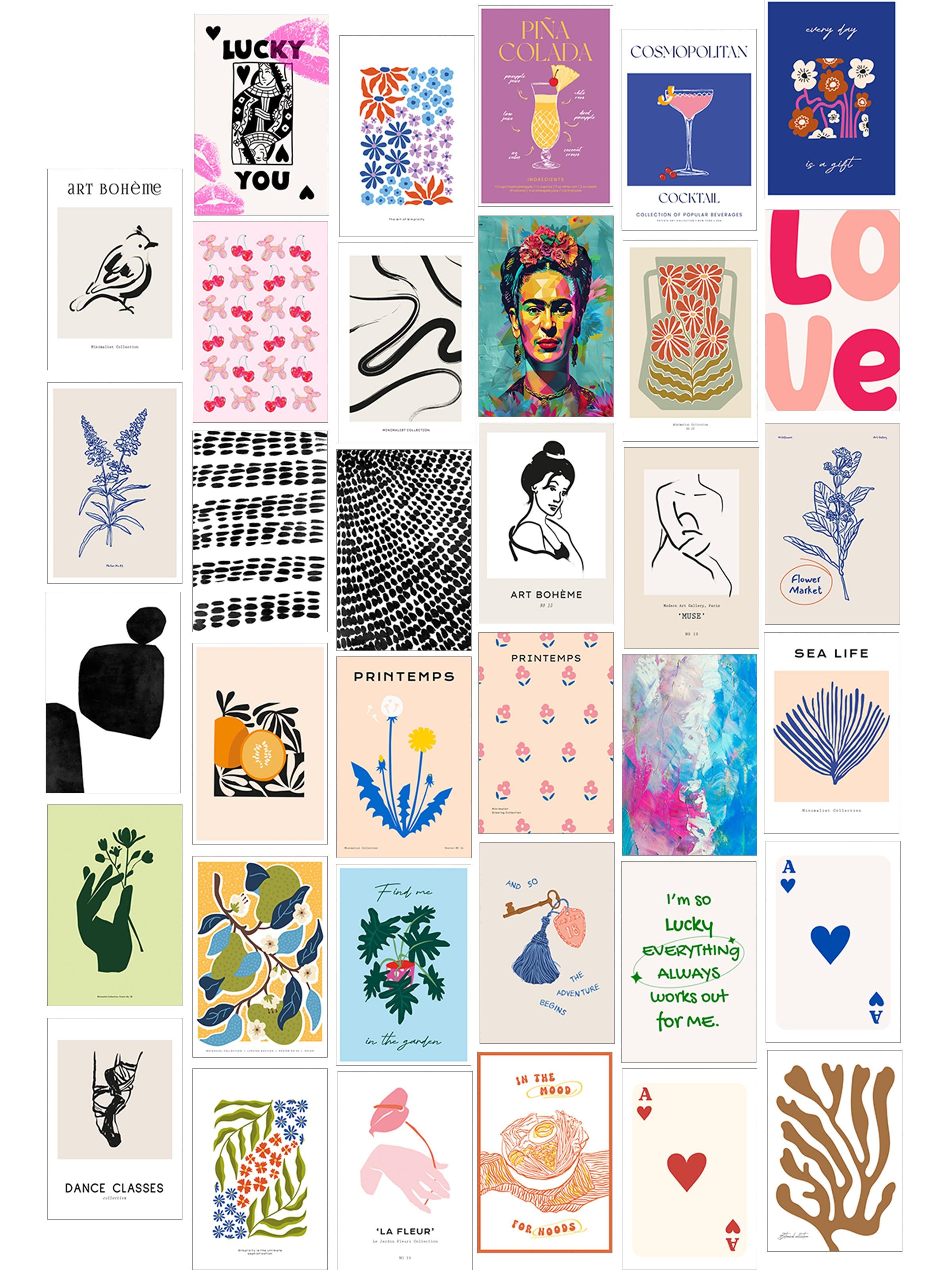 Poster Seti - Karışık Kolaj Poster Seti - 35 Adet Çerçevesiz Poster 10*15cm - Yapışkan Hediyeli