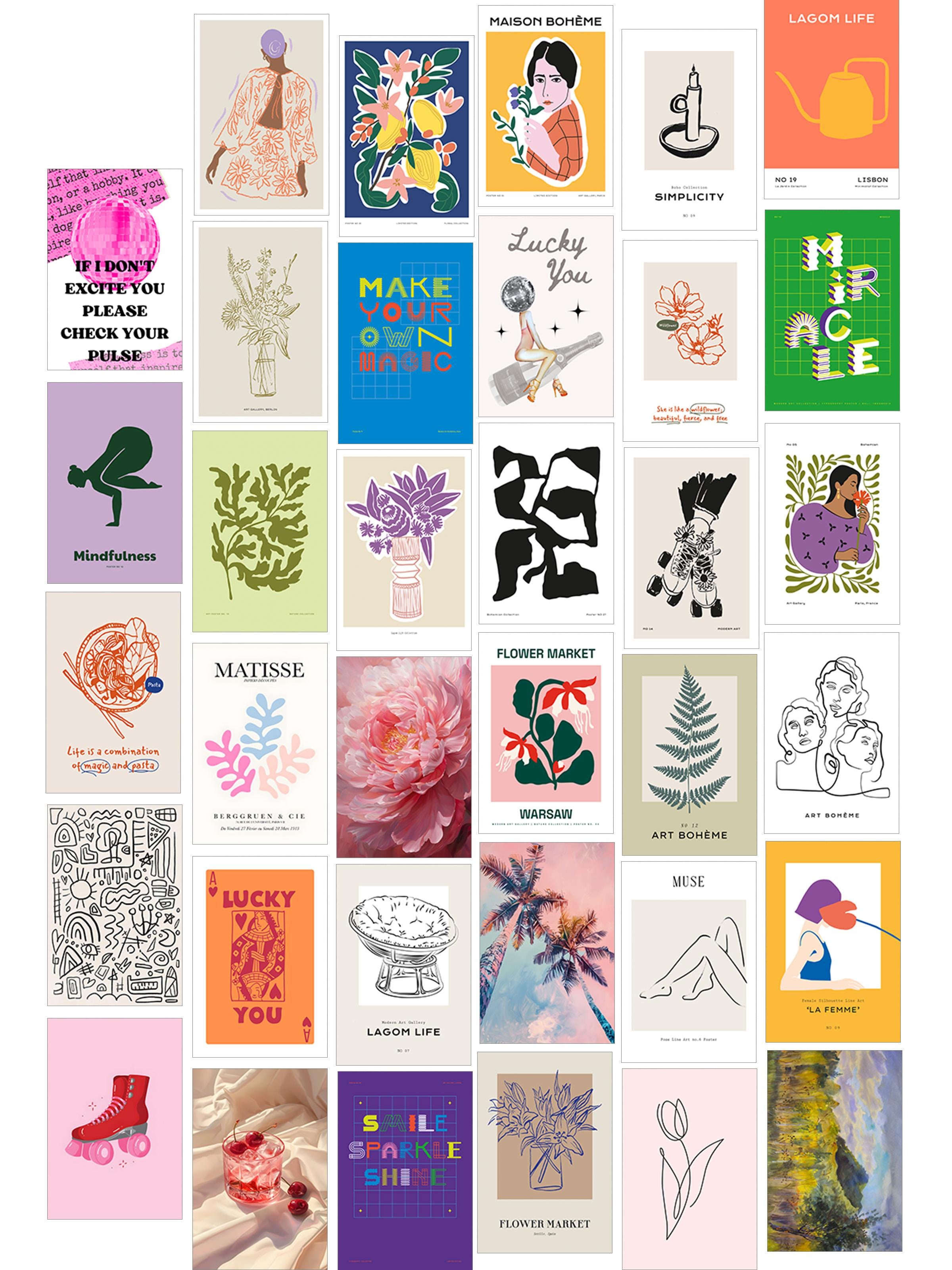 Poster Seti - Karışık Kolaj Poster Seti - 35 Adet Çerçevesiz Poster 10*15cm - Yapışkan Hediyeli