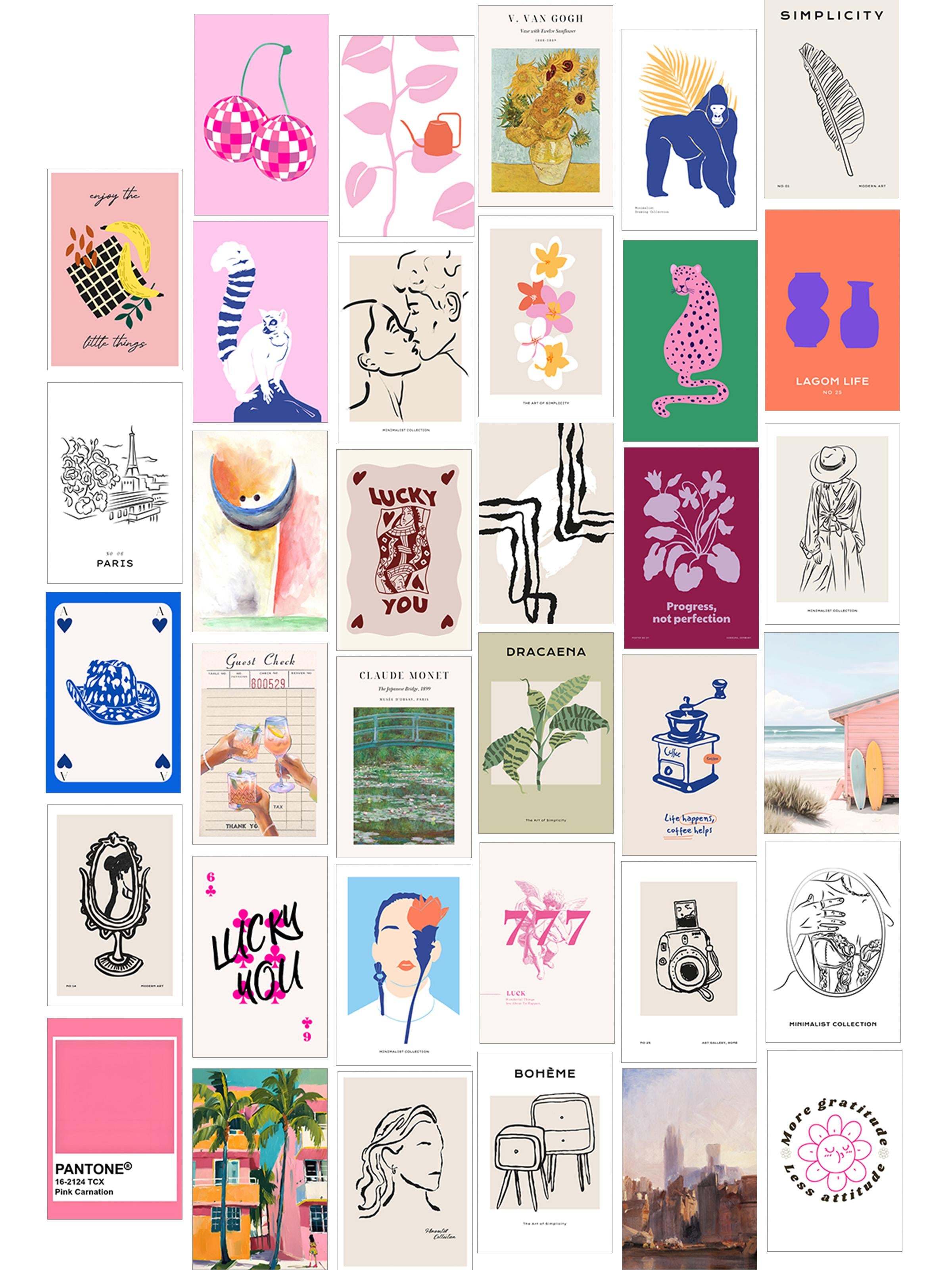 Poster Seti - Karışık Kolaj Poster Seti - 35 Adet Çerçevesiz Poster 10*15cm - Yapışkan Hediyeli