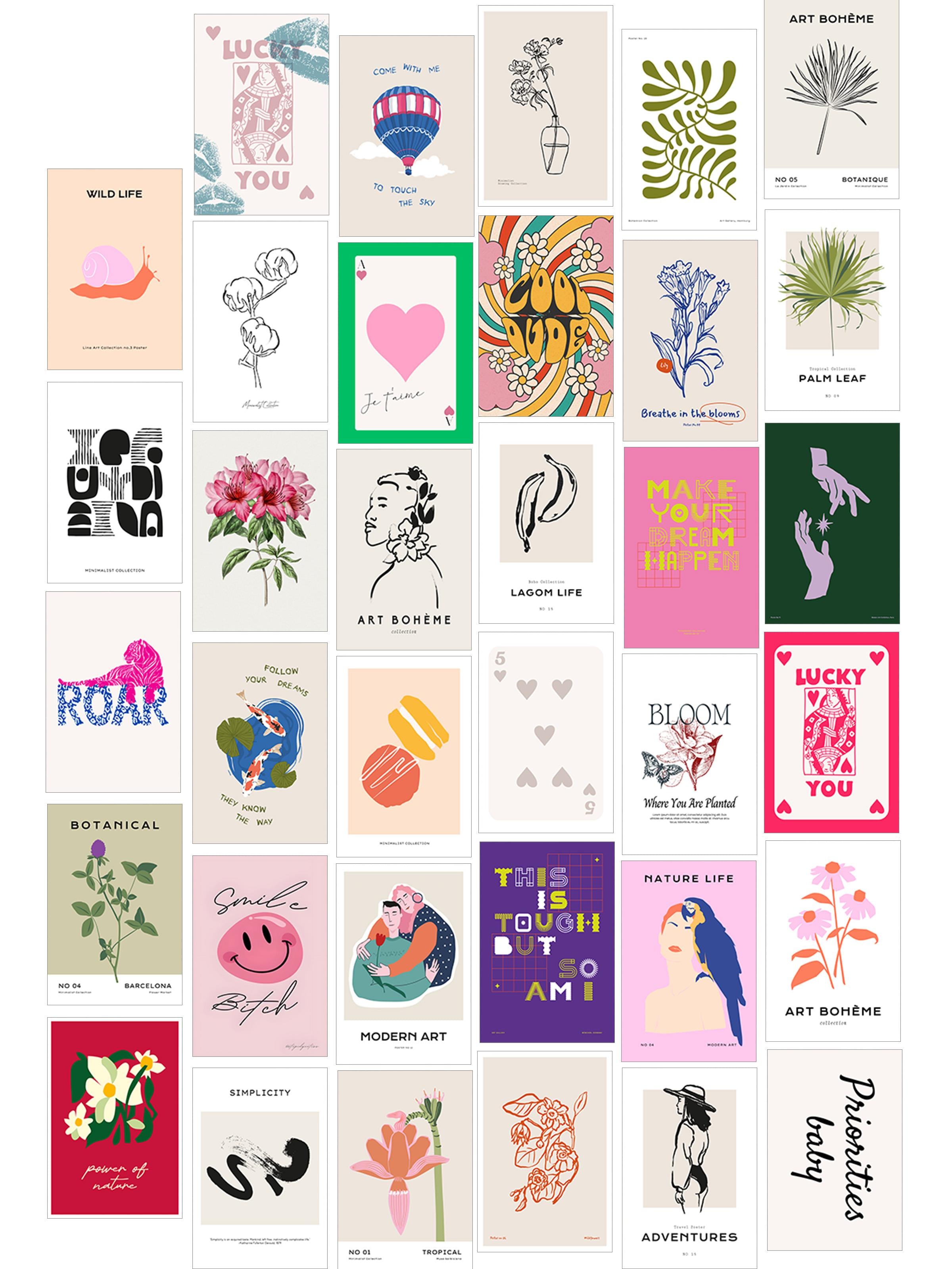Poster Seti - Karışık Kolaj Poster Seti - 35 Adet Çerçevesiz Poster 10*15cm - Yapışkan Hediyeli