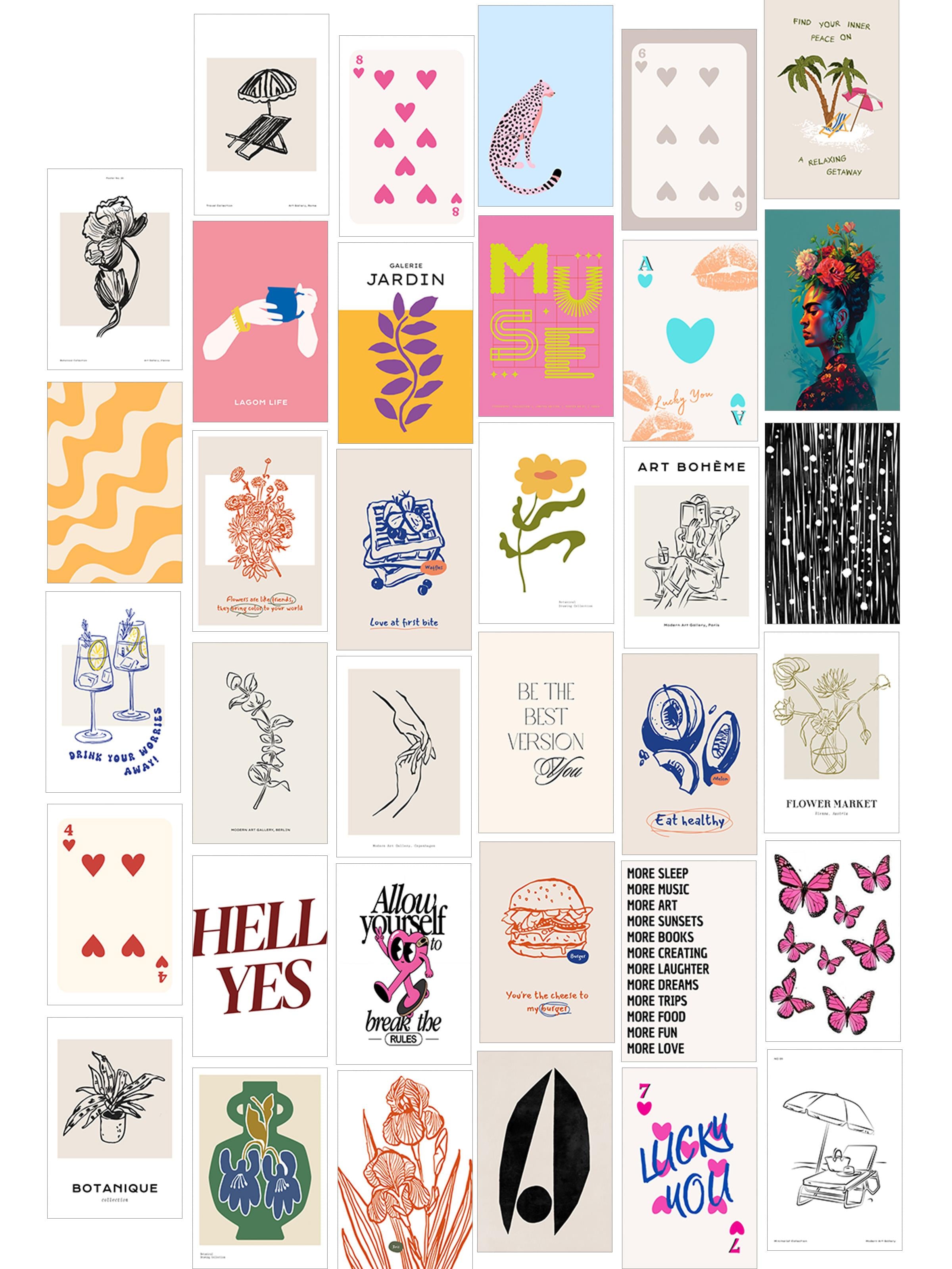 Poster Seti - Karışık Kolaj Poster Seti - 35 Adet Çerçevesiz Poster 10*15cm - Yapışkan Hediyeli