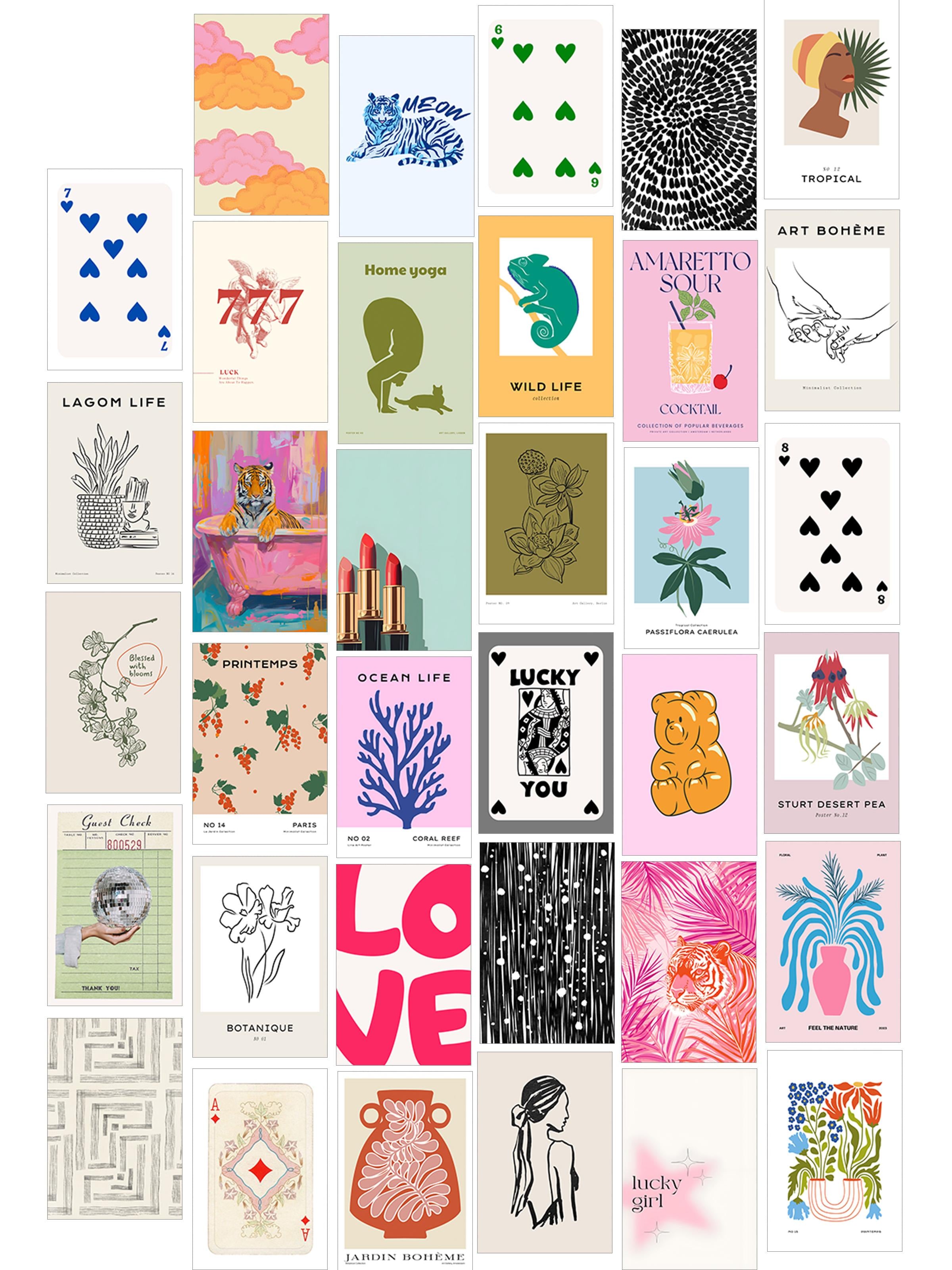 Poster Seti - Karışık Kolaj Poster Seti - 35 Adet Çerçevesiz Poster 10*15cm - Yapışkan Hediyeli