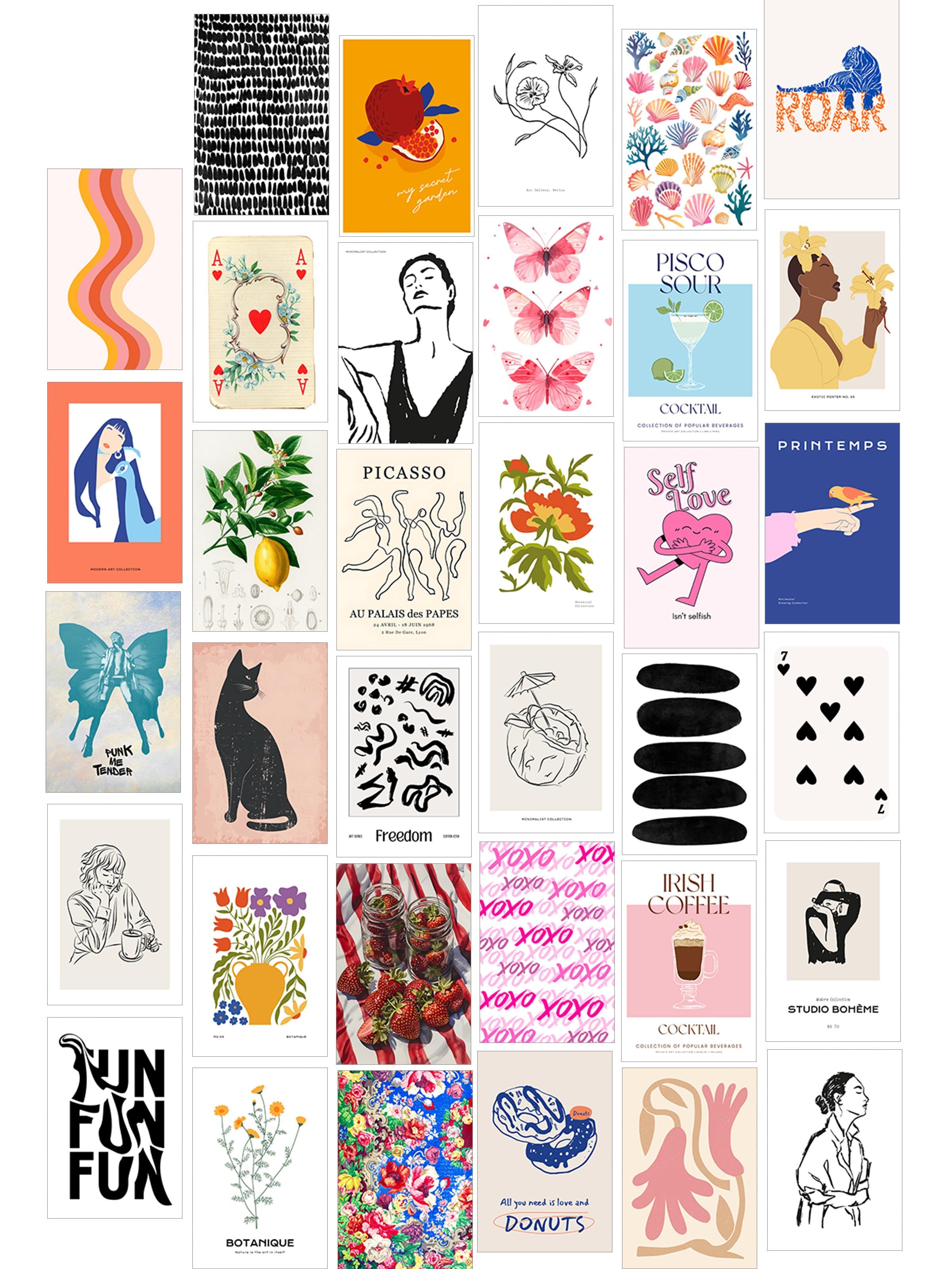 Poster Seti - Karışık Kolaj Poster Seti - 35 Adet Çerçevesiz Poster 10*15cm - Yapışkan Hediyeli