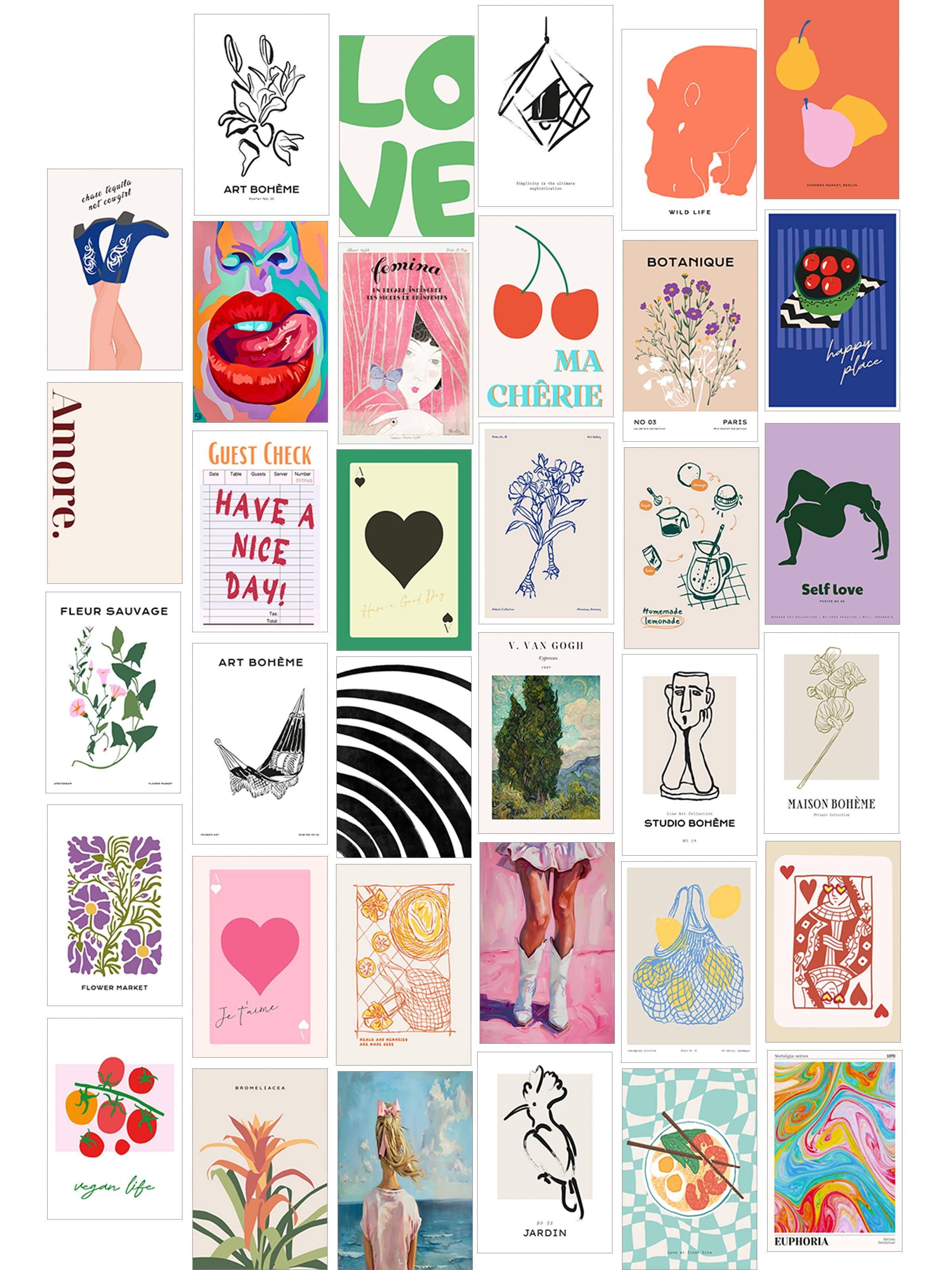 Poster Seti - Karışık Kolaj Poster Seti - 35 Adet Çerçevesiz Poster 10*15cm - Yapışkan Hediyeli