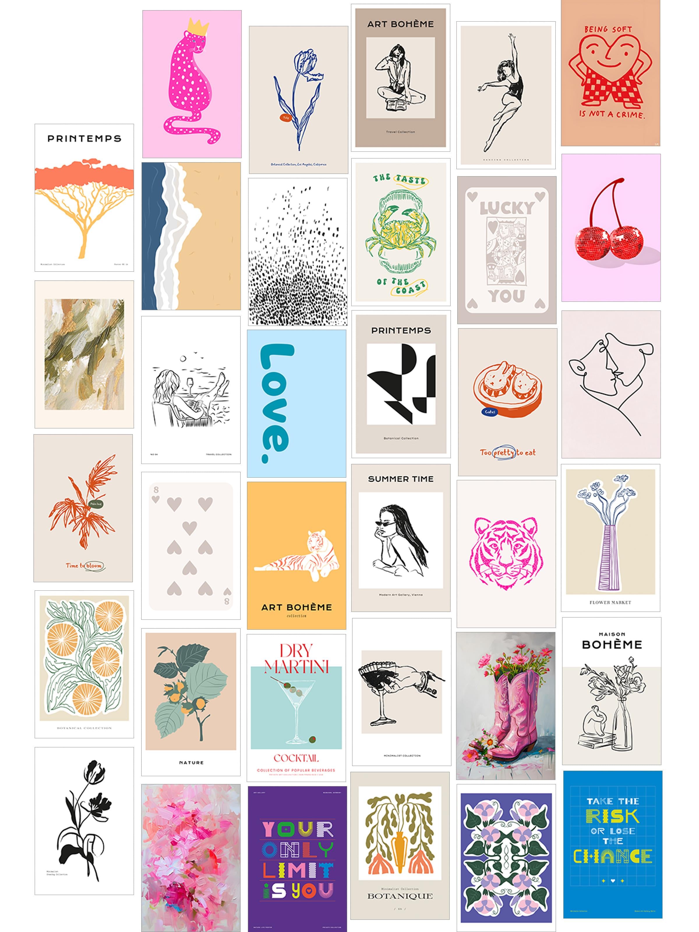 Poster Seti - Karışık Kolaj Poster Seti - 35 Adet Çerçevesiz Poster 10*15cm - Yapışkan Hediyeli