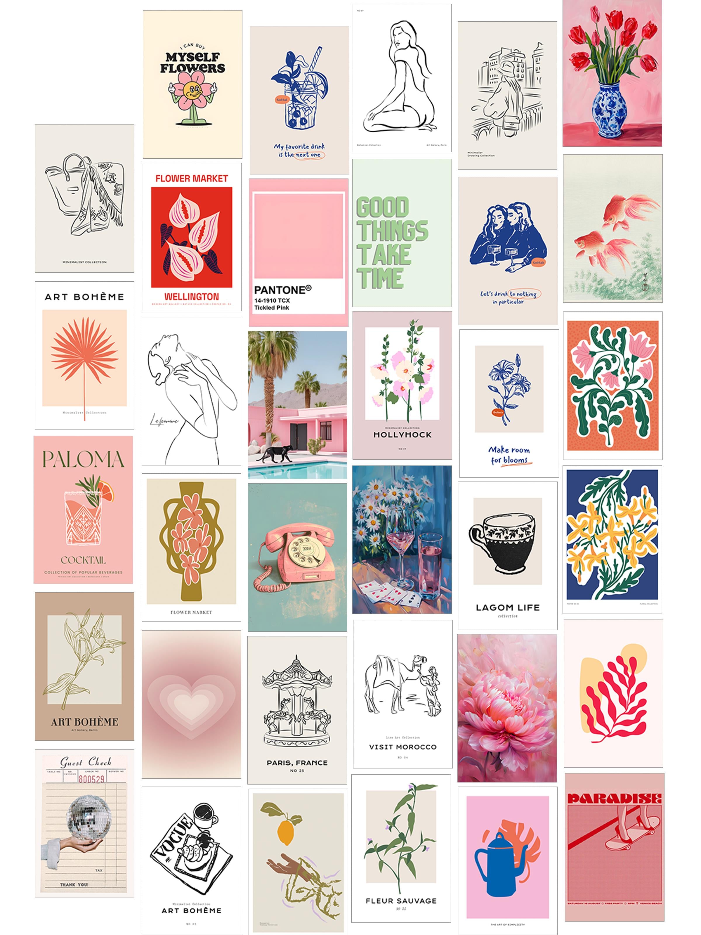 Poster Seti - Karışık Kolaj Poster Seti - 35 Adet Çerçevesiz Poster 10*15cm - Yapışkan Hediyeli