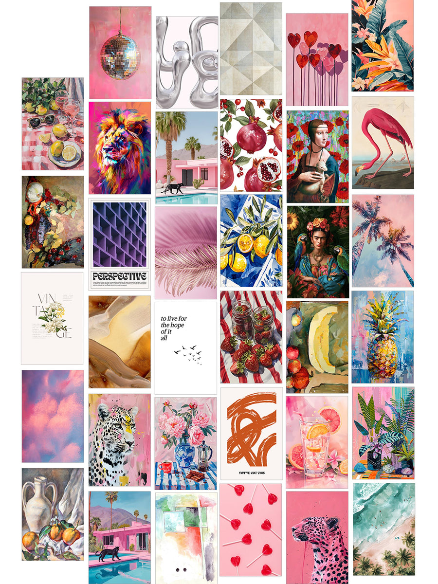 Poster Seti - Karışık Kolaj Poster Seti - 35 Adet Çerçevesiz Poster 10*15cm - Yapışkan Hediyeli