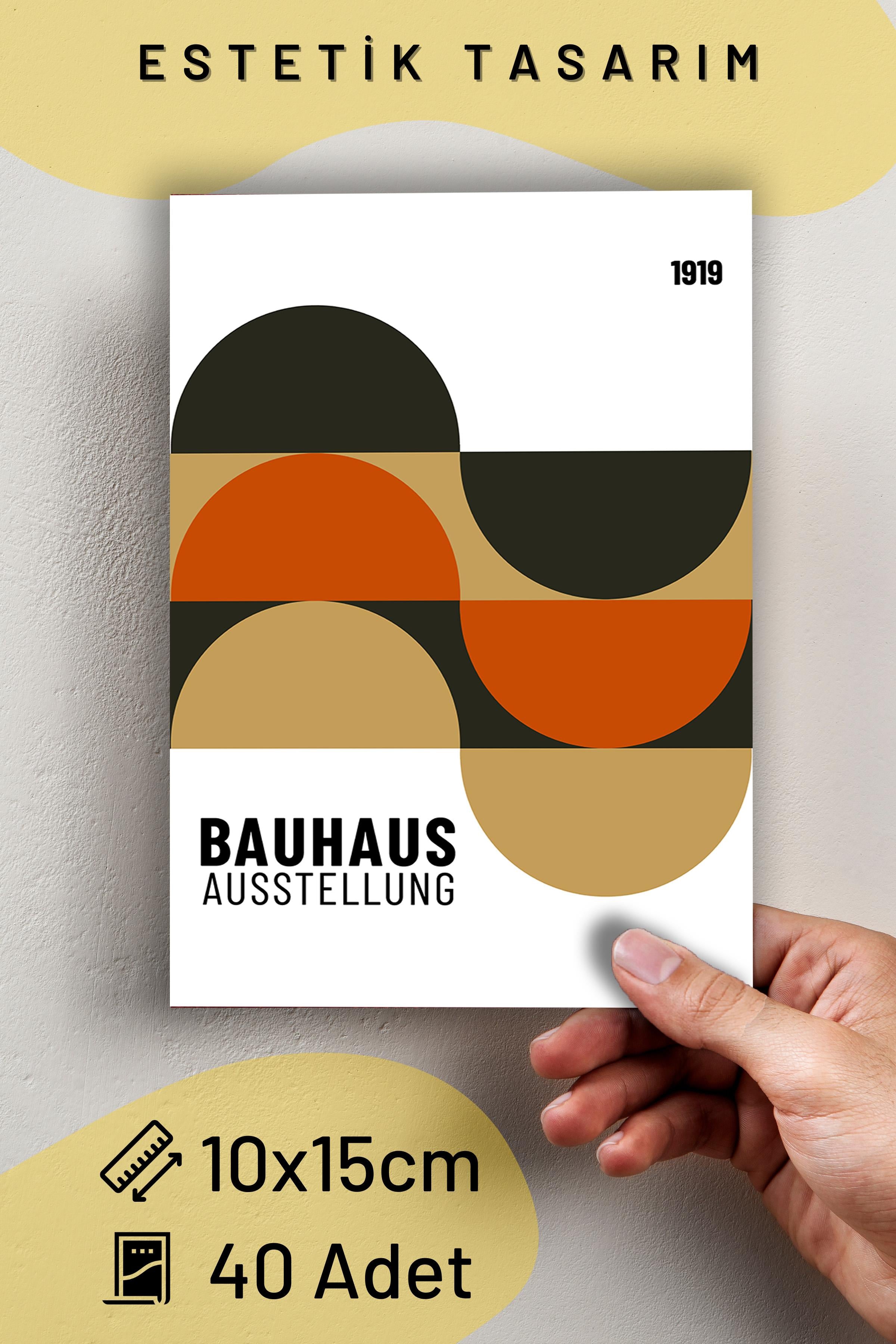 Poster Seti - Renkli Bauhaus Kolaj Poster Seti - 40 Adet Vintage Poster - Yapışkan Hediyeli - Kutulu
