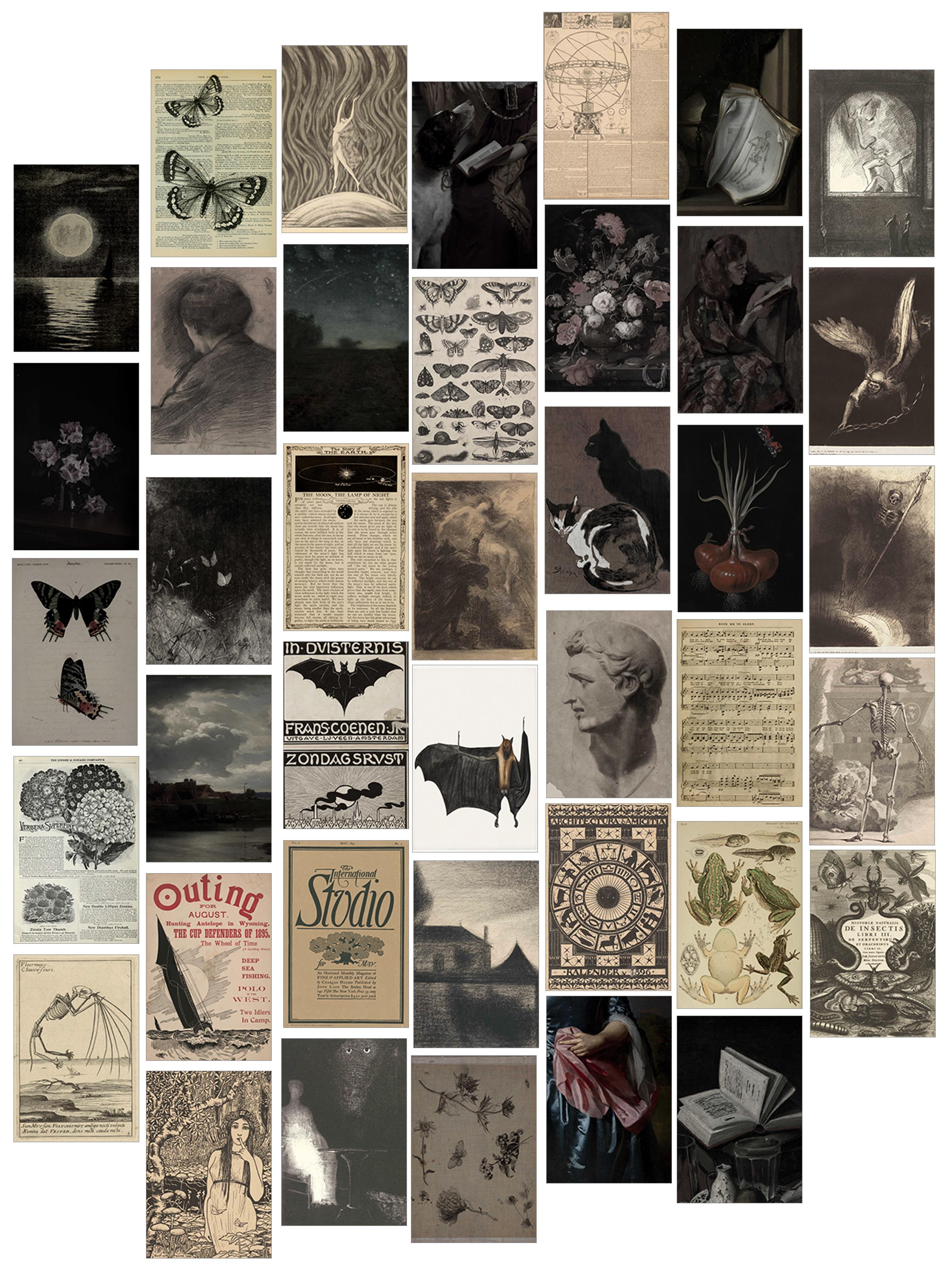 Poster Seti - Vintage Kolaj Poster Seti - 40 Adet Vintage Poster - Yapışkan Hediyeli - Kutulu