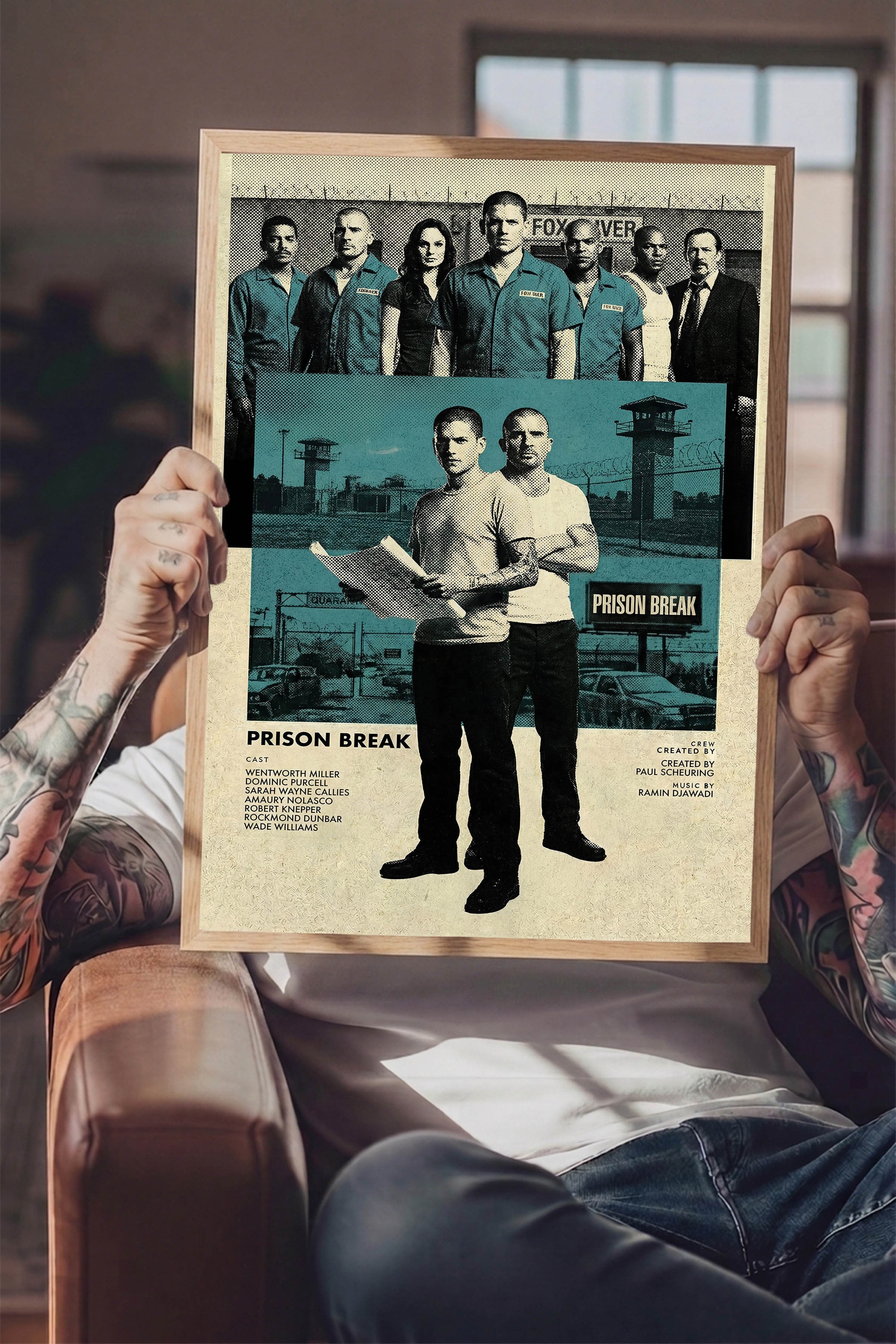 Prison Break Ahşap Çerçeveli Poster, Sinema ve Dizi Tablo, Film Dizi Afişleri NO:112773