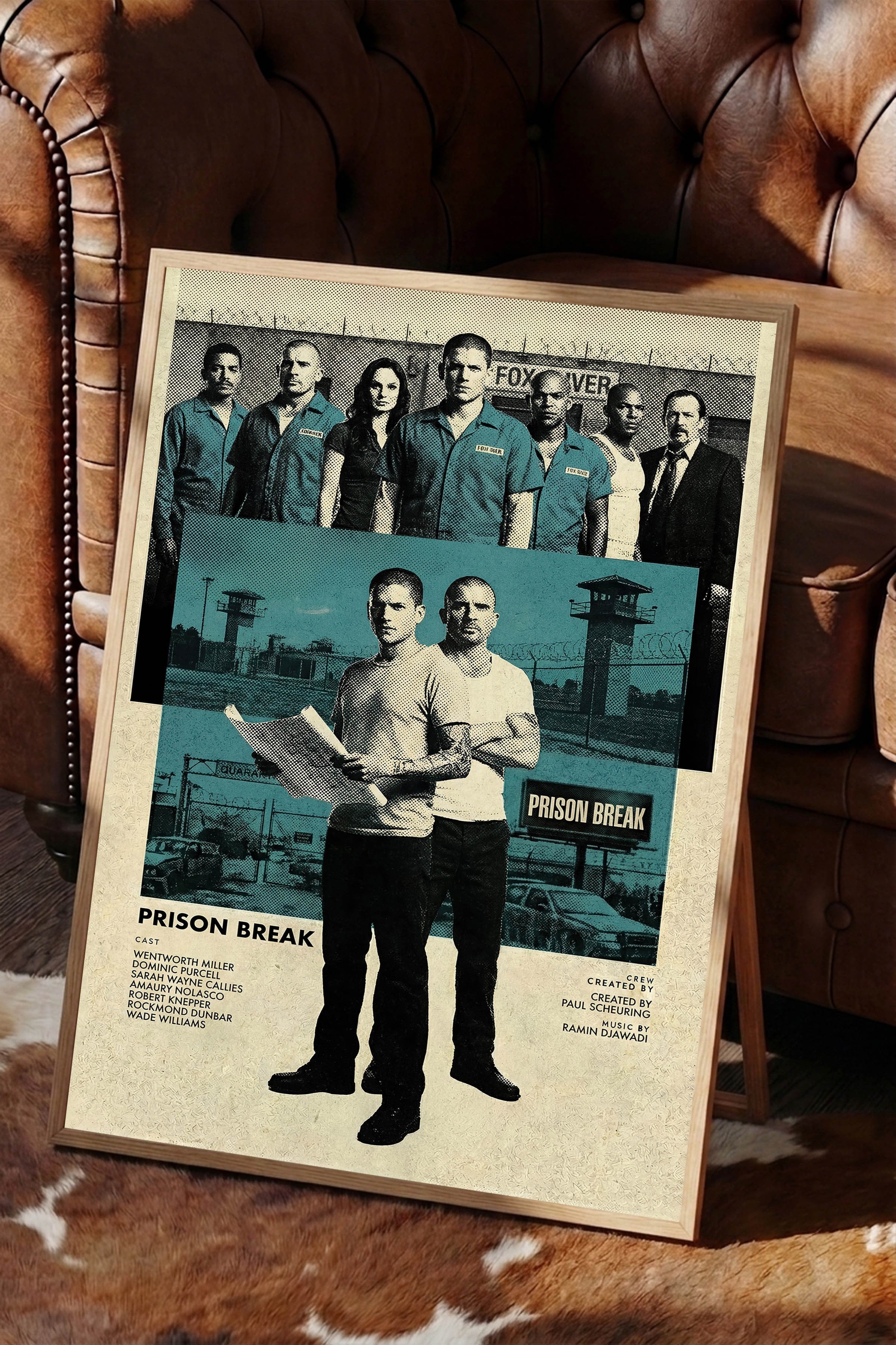 Prison Break Ahşap Çerçeveli Poster, Sinema ve Dizi Tablo, Film Dizi Afişleri NO:112773