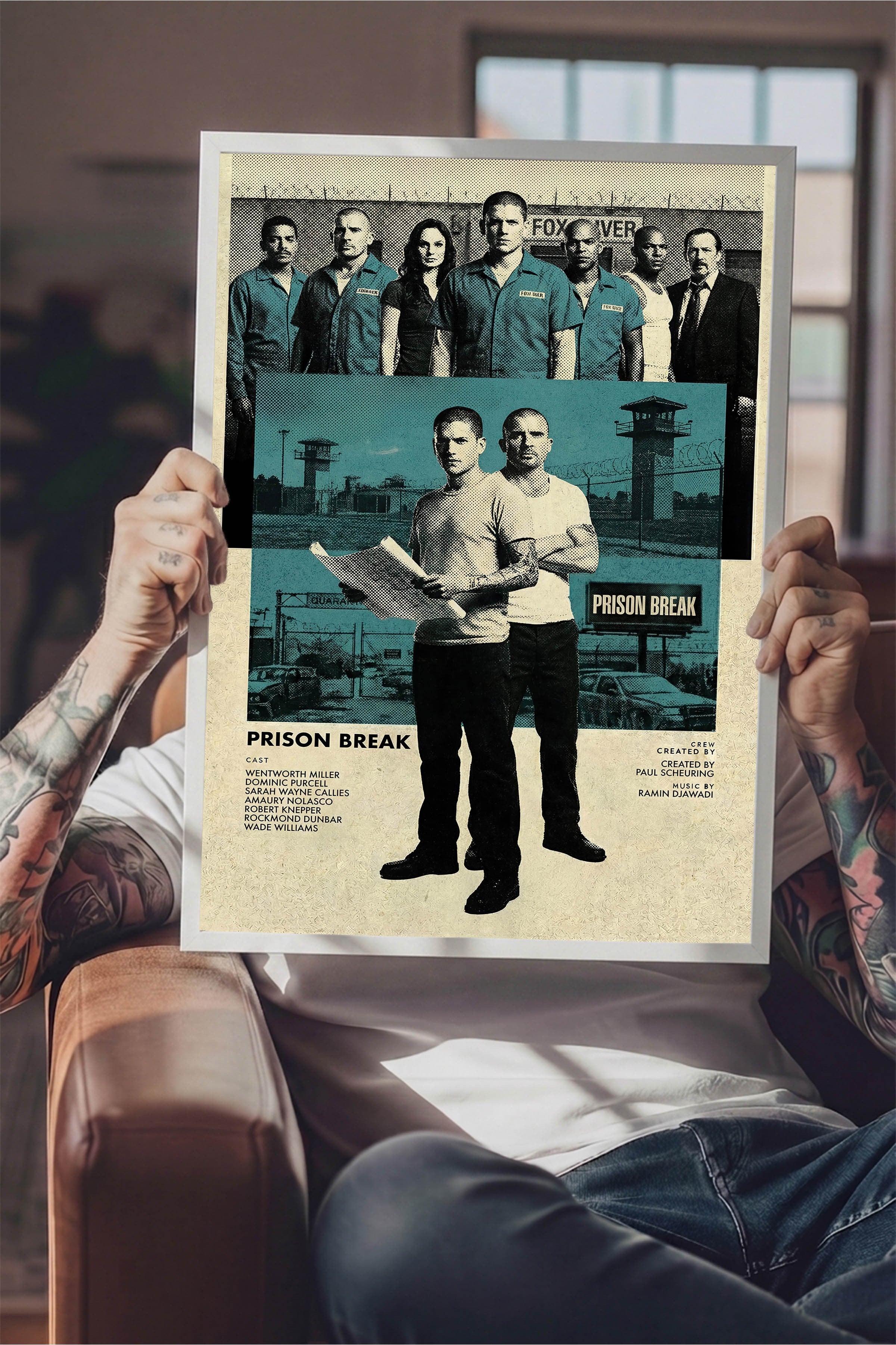 Prison Break Beyaz Çerçeveli Poster, Sinema ve Dizi Tablo, Film Dizi Afişleri NO:112773