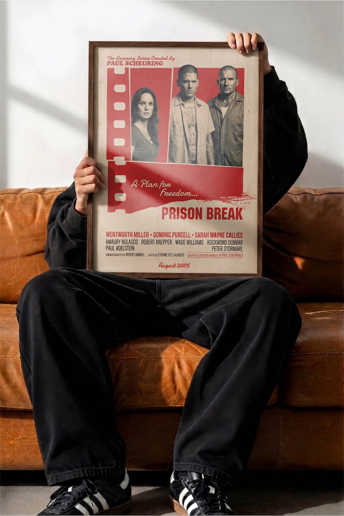 Prison Break Kahverengi Çerçeveli Poster, Sinema ve Dizi Tablo, Film Dizi Afişleri NO:112849