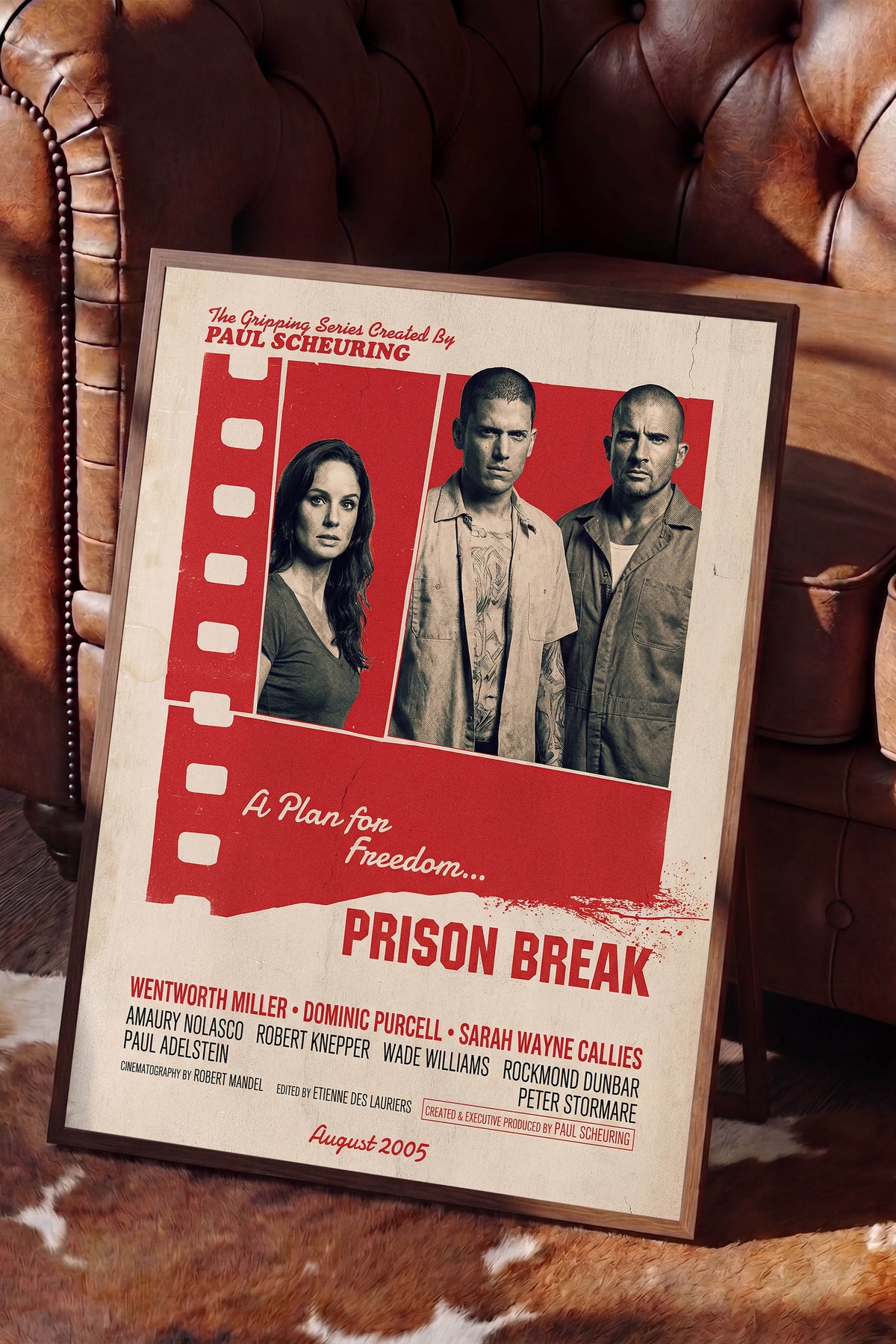 Prison Break Kahverengi Çerçeveli Poster, Sinema ve Dizi Tablo, Film Dizi Afişleri NO:112849