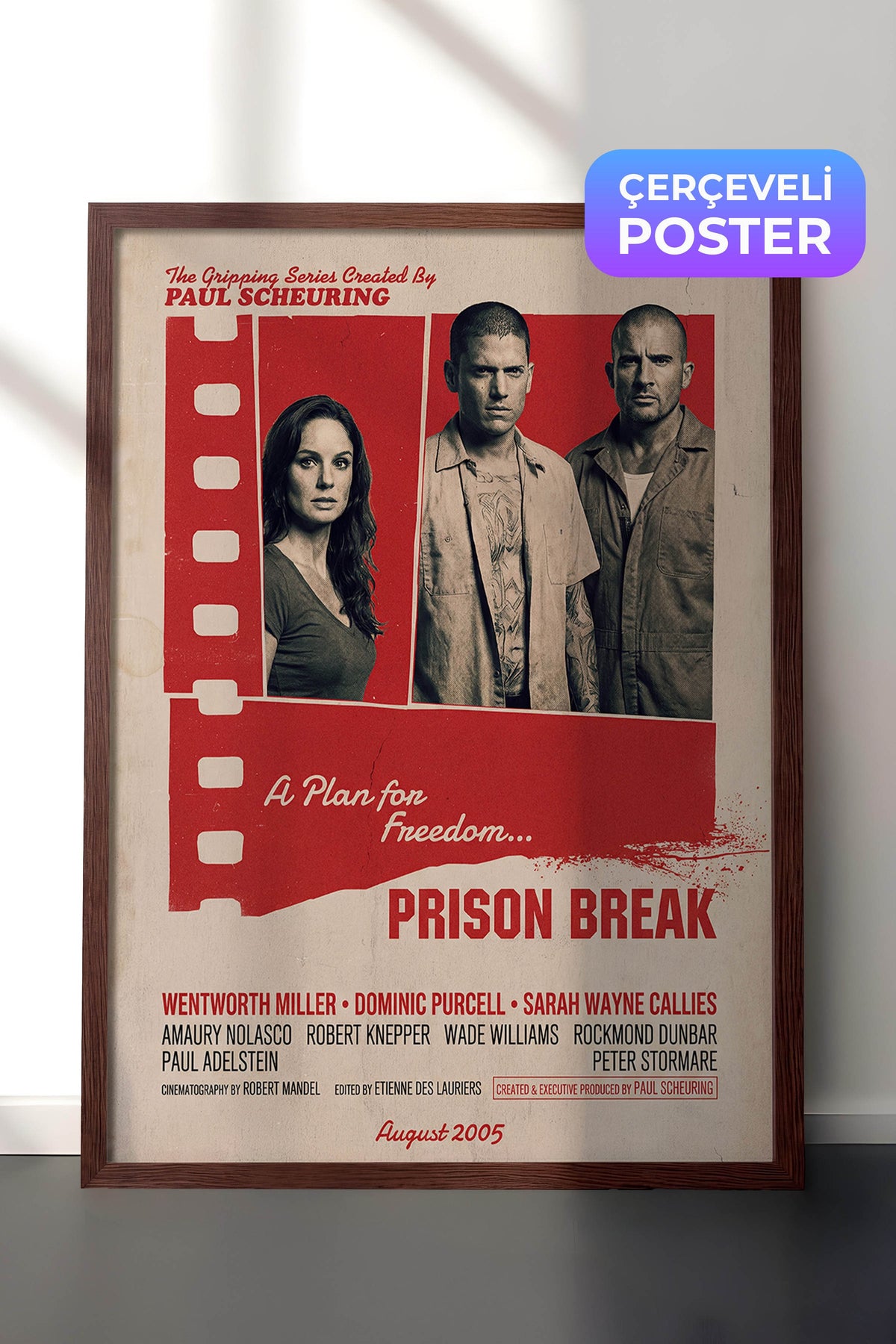 Prison Break Kahverengi Çerçeveli Poster, Sinema ve Dizi Tablo, Film Dizi Afişleri NO:112849