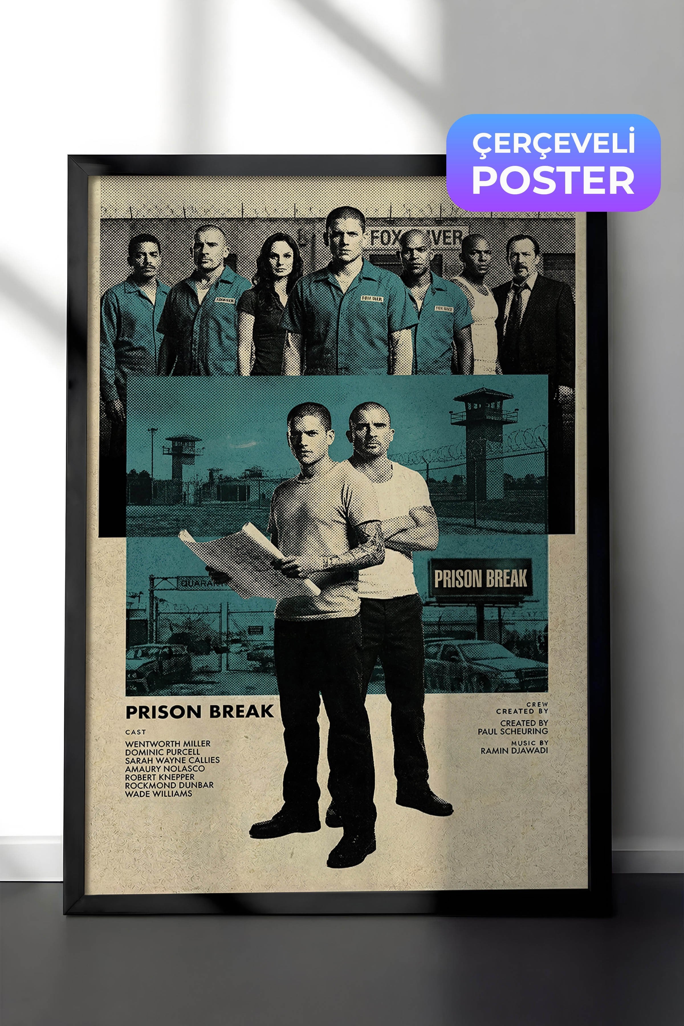 Prison Break Siyah Çerçeveli Poster, Sinema ve Dizi Tablo, Film Dizi Afişleri NO:112773