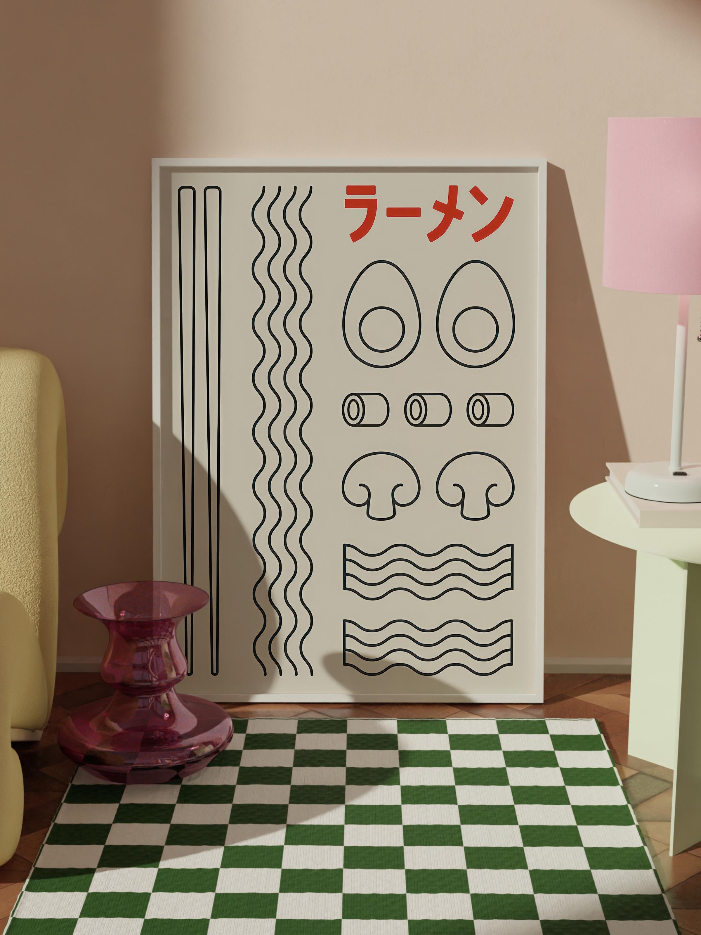 Ramen No2 Çerçeveli Tablo, Beyaz Çerçeve ve Poster, Dikey Duvar Tablosu Comfort Serisi NO:108555