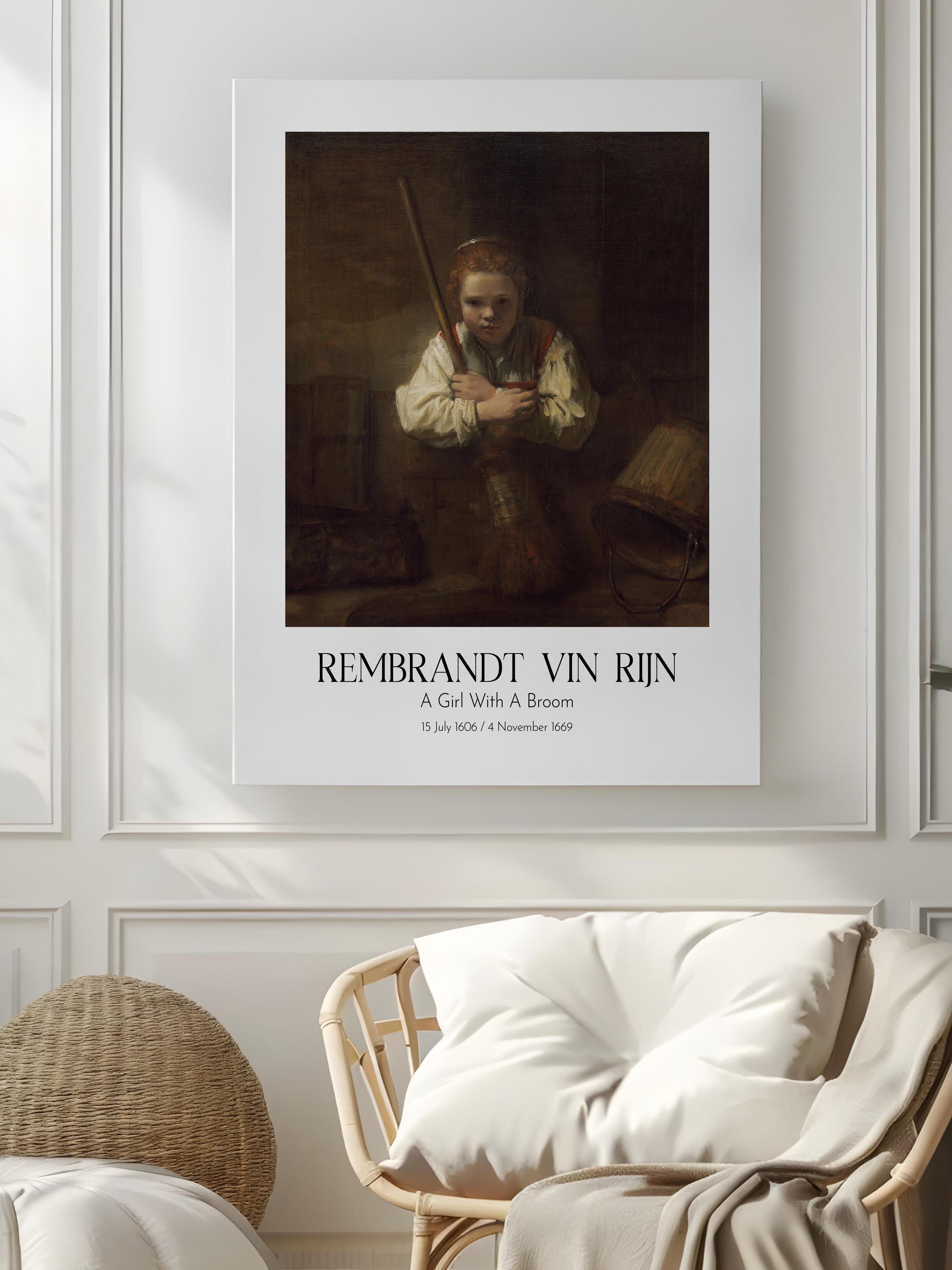 Rembrandt Vin Rijn - A Girl With A Broom, Kanvas Tablo, Sanat Serisi NO:112382