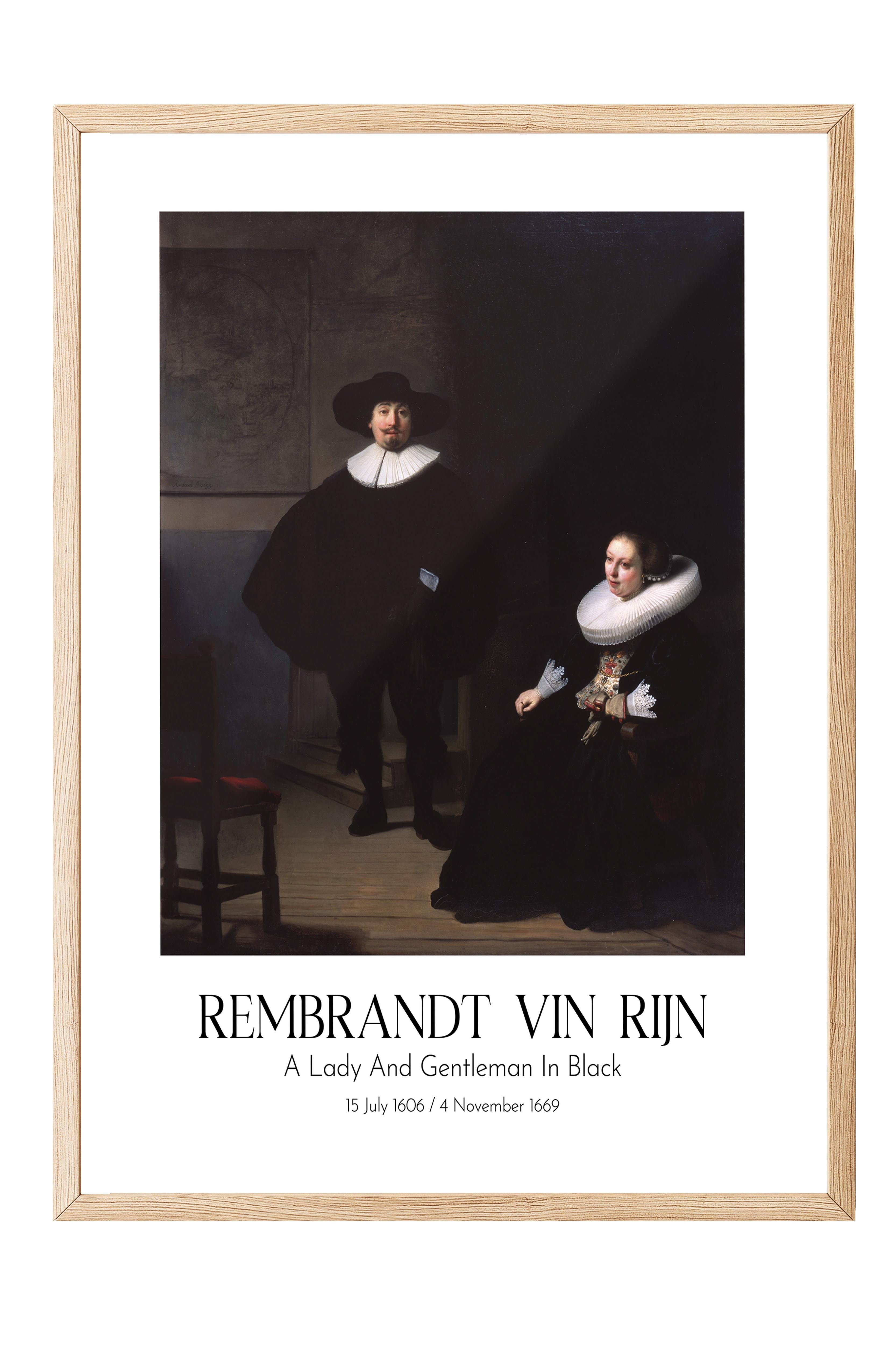 Rembrandt Vin Rijn - A Lady And Gentleman In Black, Ahşap Çerçeveli Tablo, Sanat Serisi NO:112383