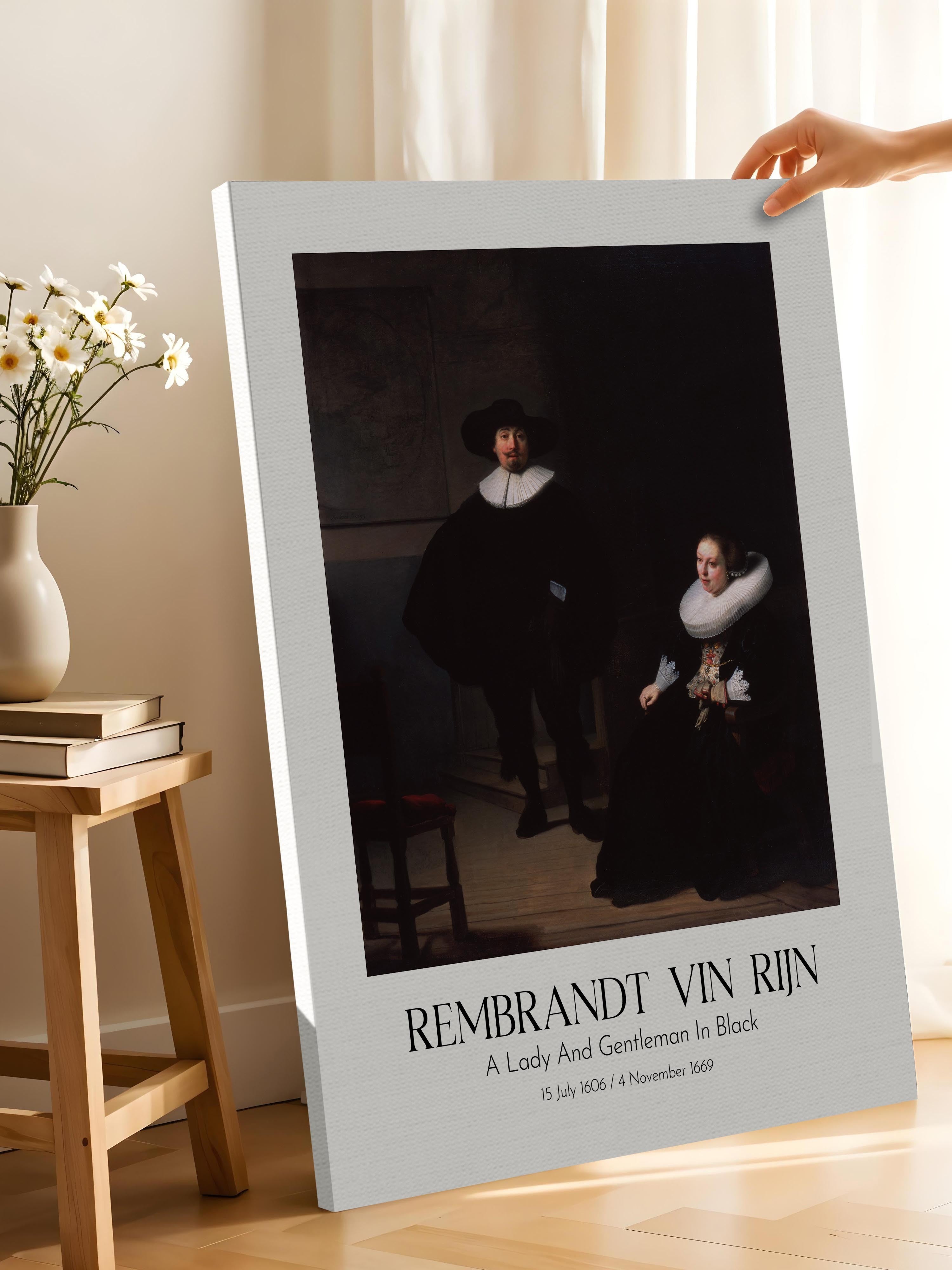 Rembrandt Vin Rijn - A Lady And Gentleman In Black, Kanvas Tablo, Sanat Serisi NO:112383