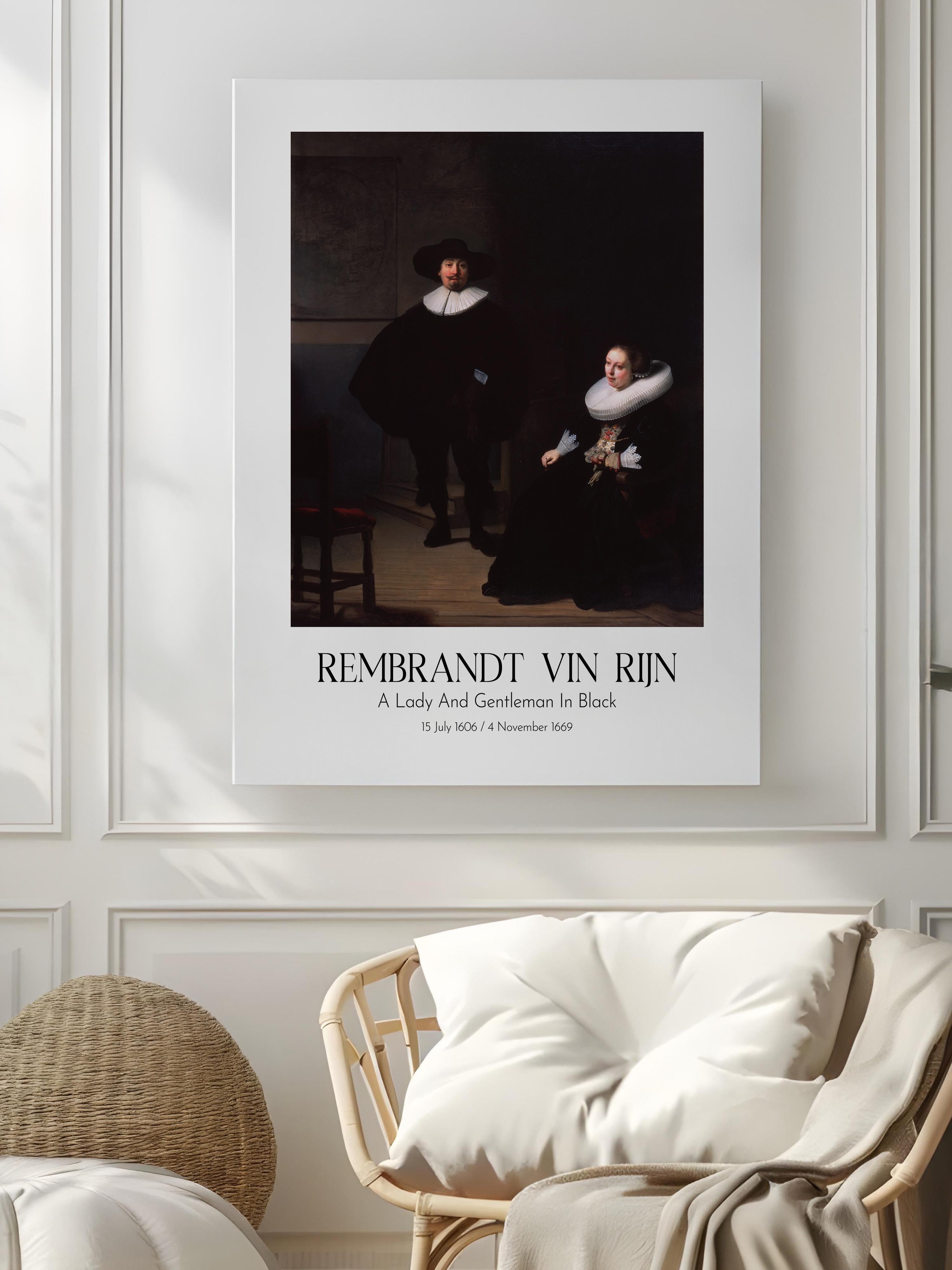 Rembrandt Vin Rijn - A Lady And Gentleman In Black, Kanvas Tablo, Sanat Serisi NO:112383