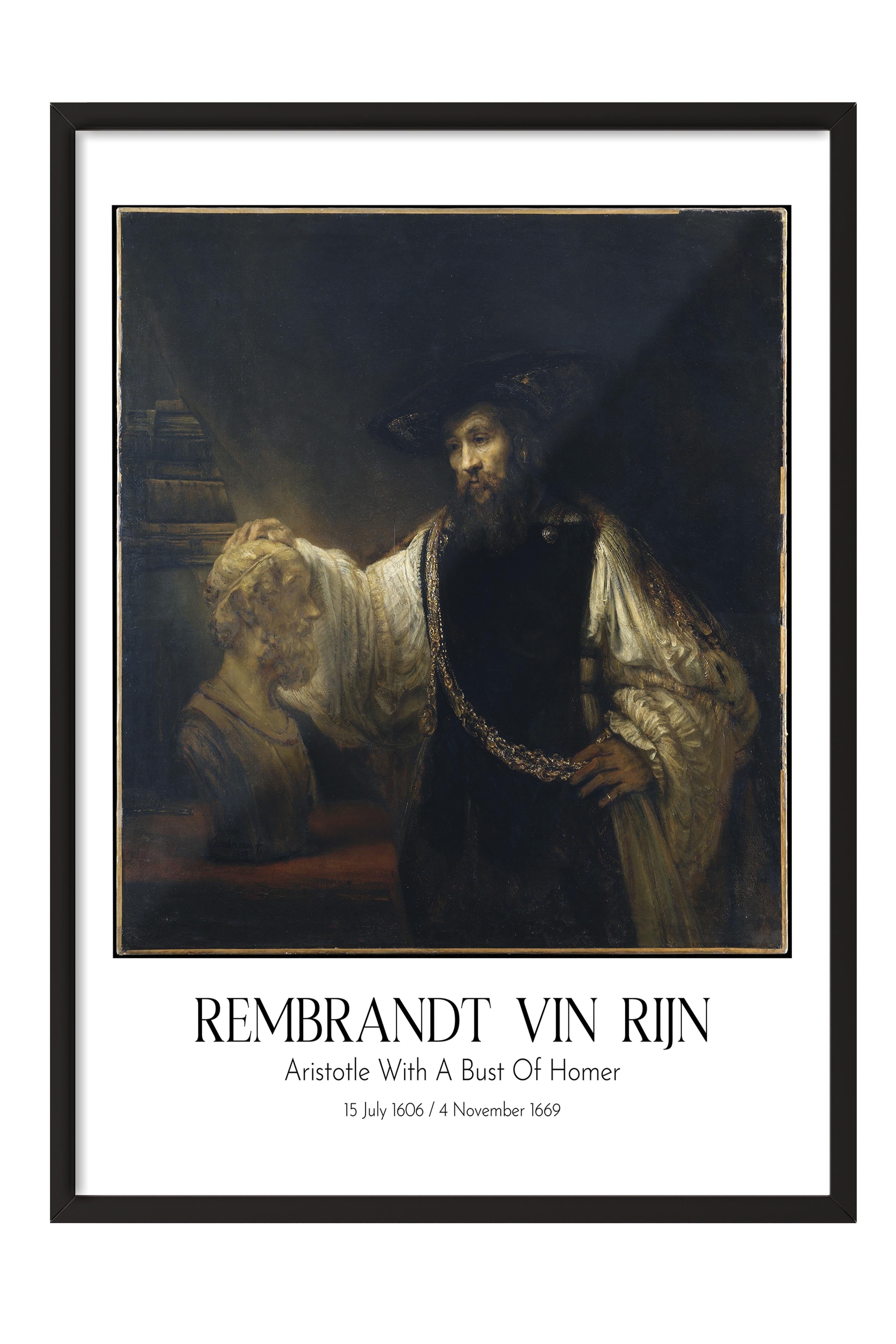 Rembrandt Vin Rijn - Aristotle With A Bust Of Homer, Siyah Çerçeveli Tablo, Sanat Serisi NO:112384