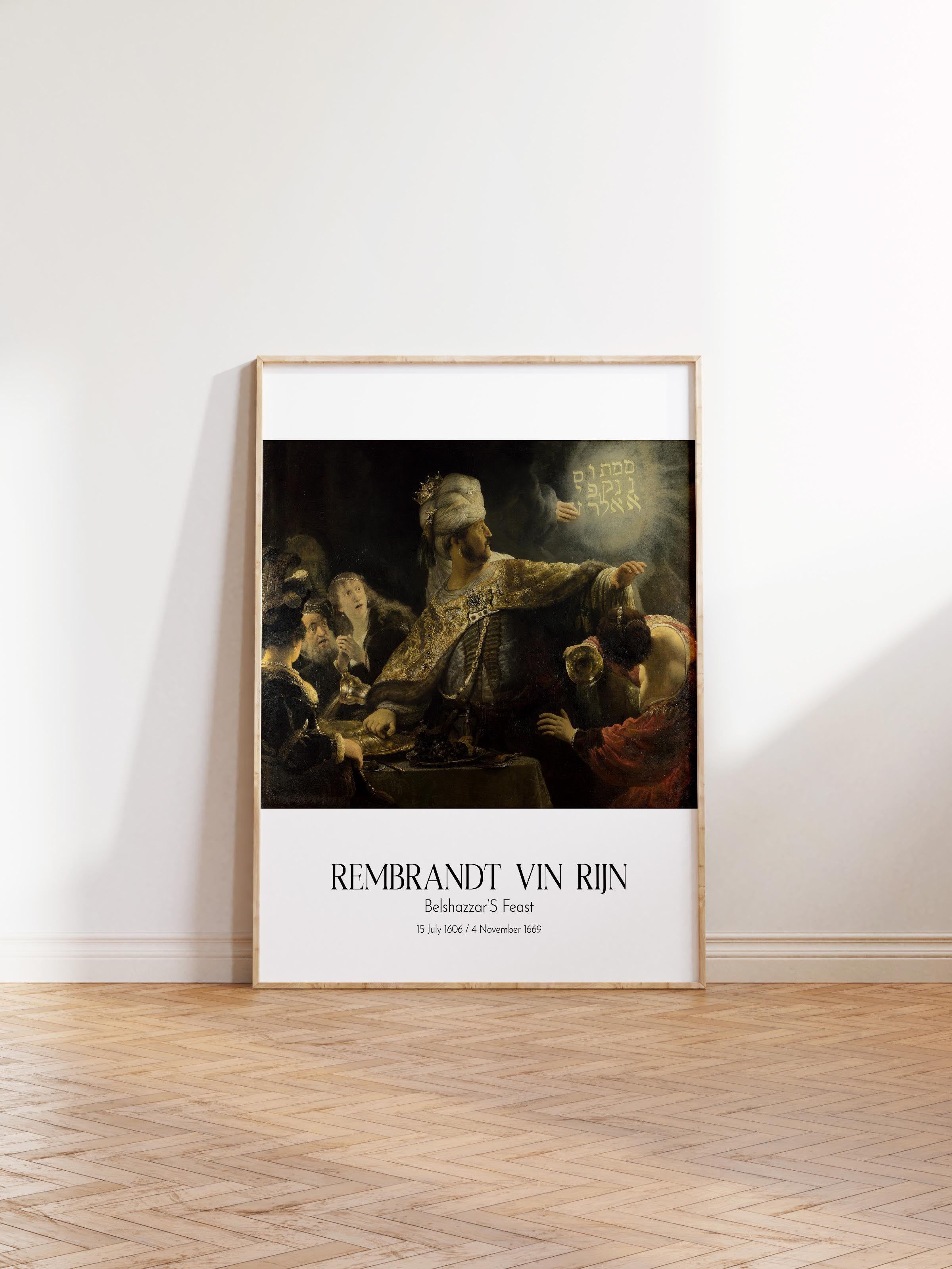 Rembrandt Vin Rijn - Belshazzar'S Feast, Ahşap Çerçeveli Tablo, Sanat Serisi NO:112386