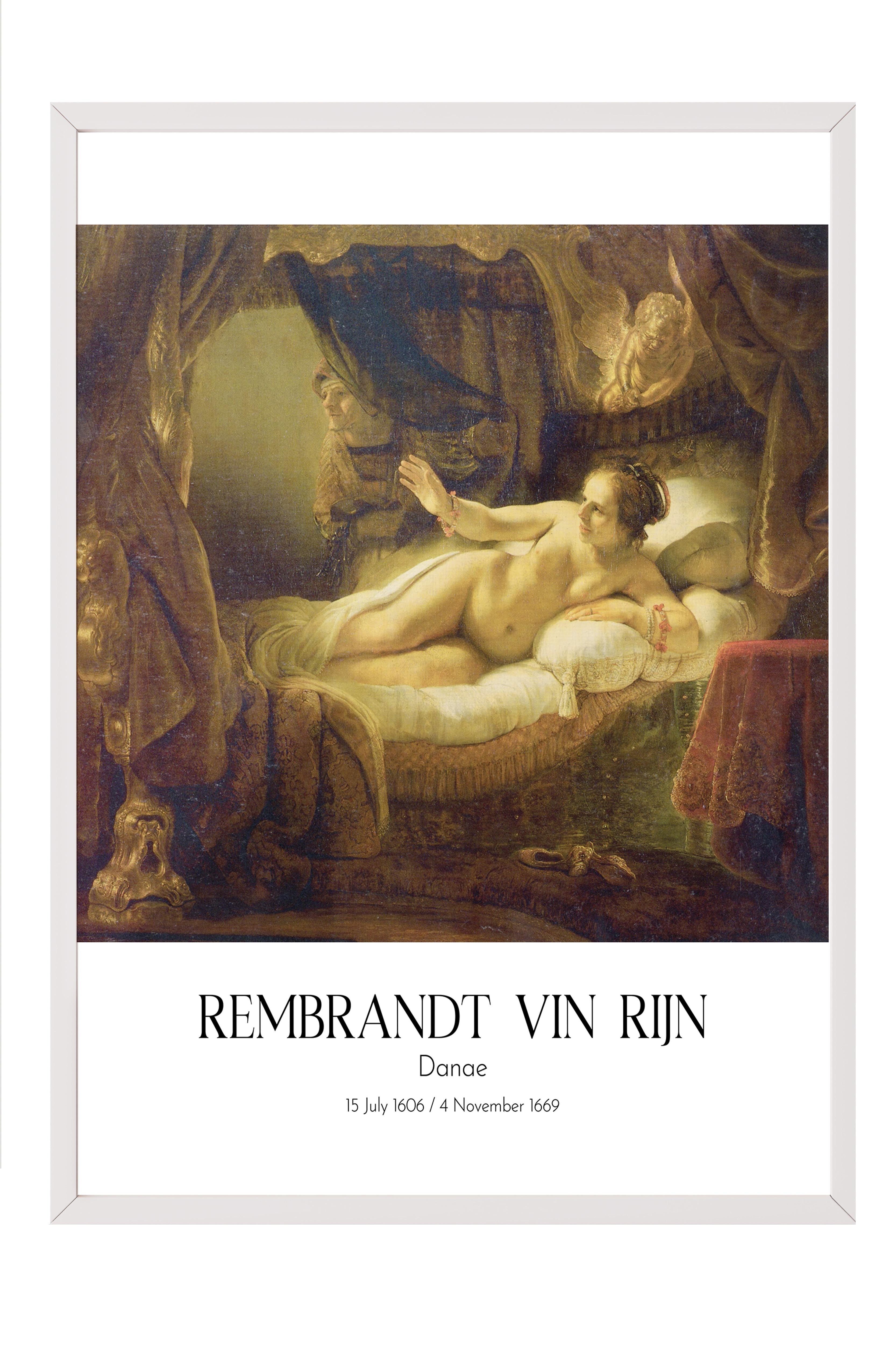 Rembrandt Vin Rijn - Danae, Beyaz Çerçeveli Tablo, Sanat Serisi NO:112388