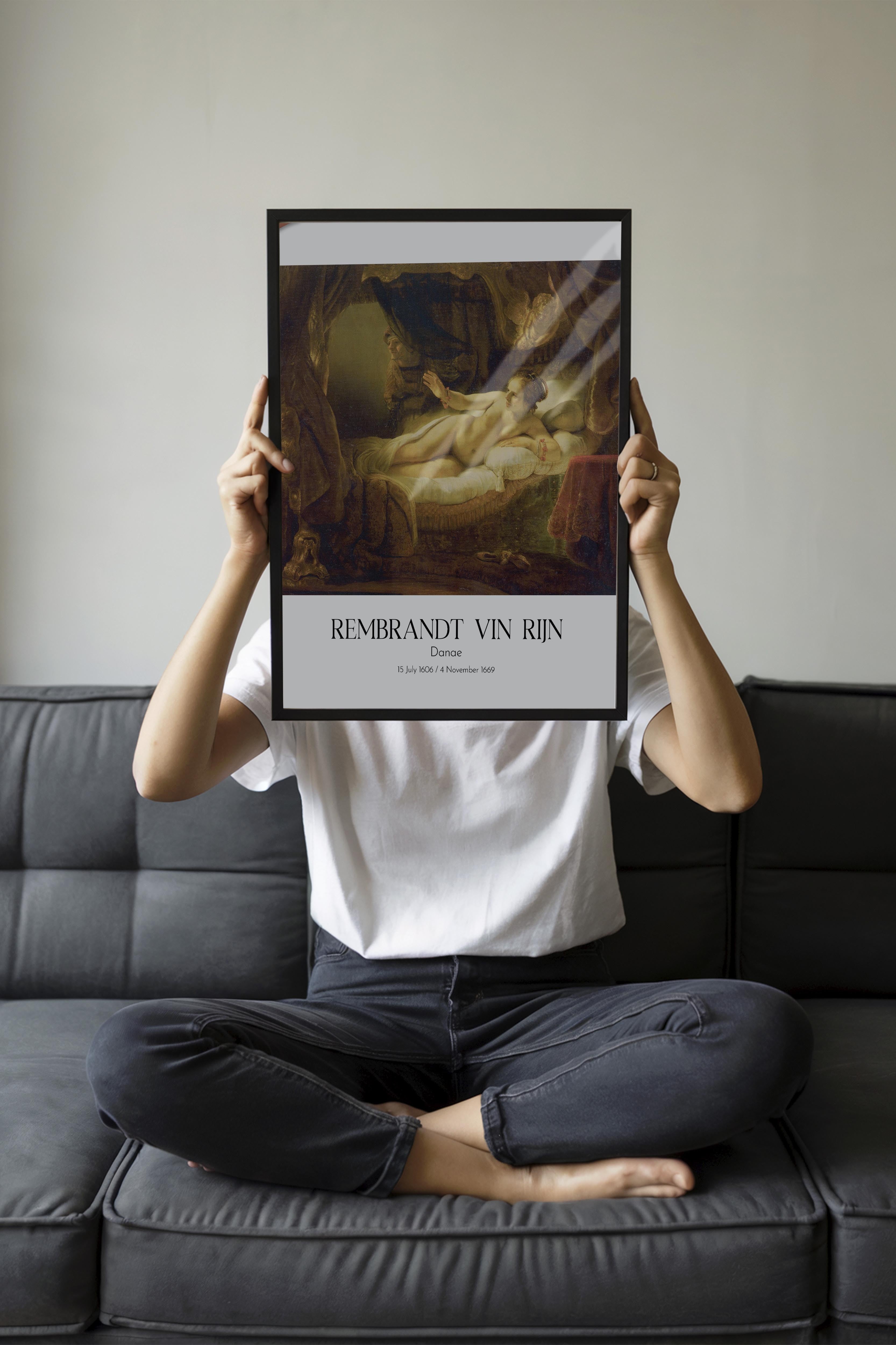 Rembrandt Vin Rijn - Danae, Siyah Çerçeveli Tablo, Sanat Serisi NO:112388