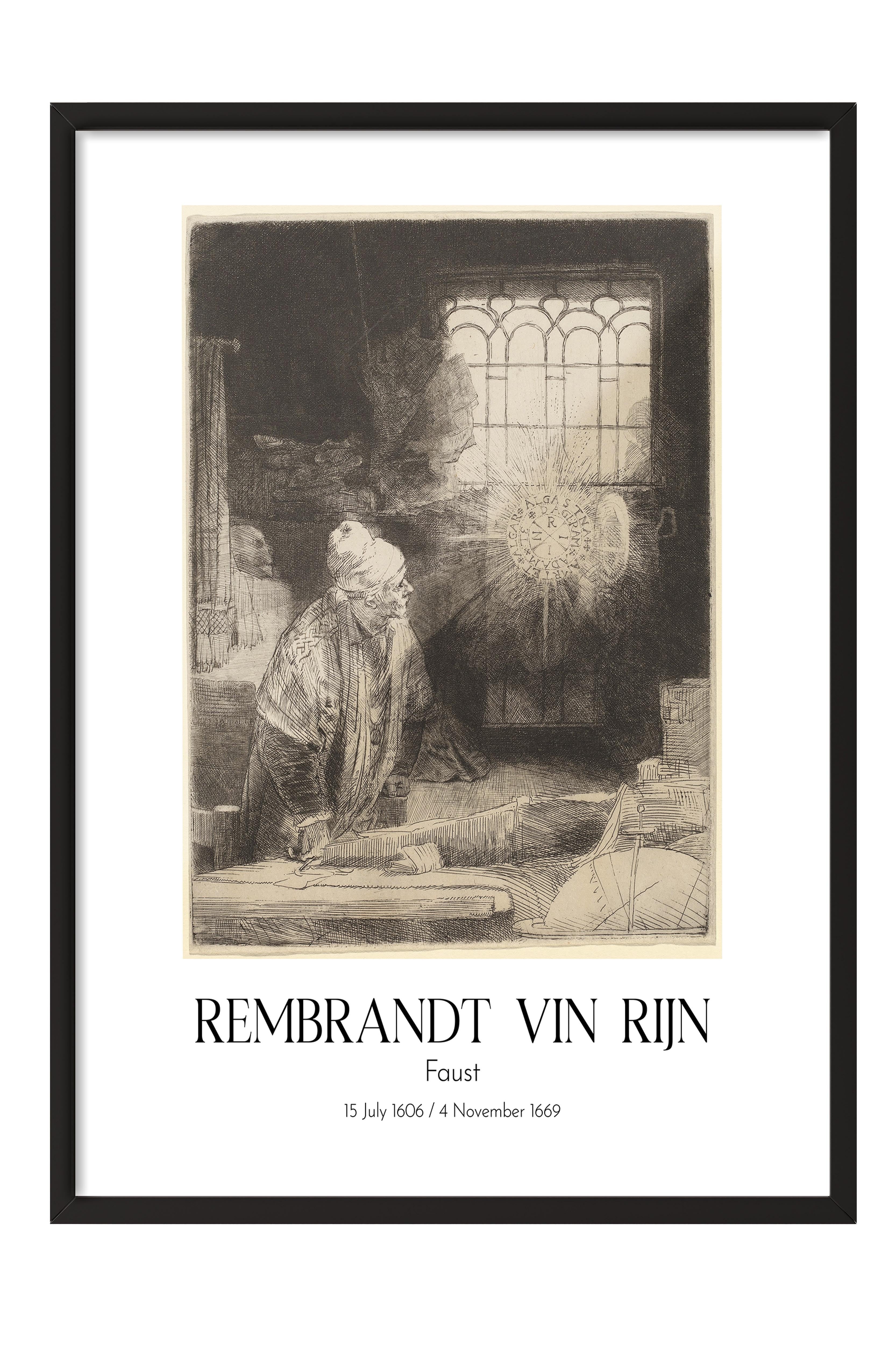 Rembrandt Vin Rijn - Faust, Siyah Çerçeveli Tablo, Sanat Serisi NO:112389