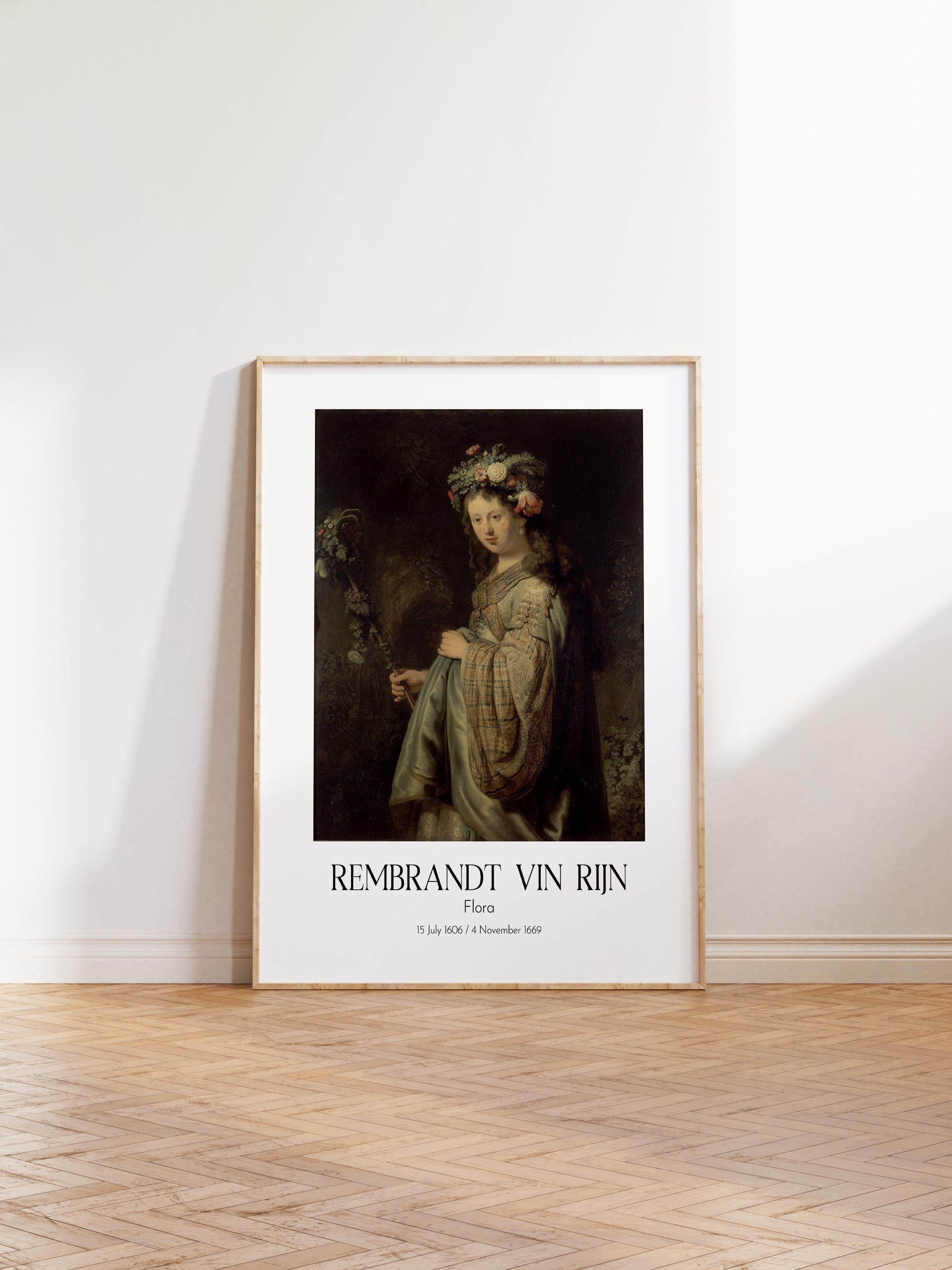 Rembrandt Vin Rijn - Flora, Ahşap Çerçeveli Tablo, Sanat Serisi NO:112390