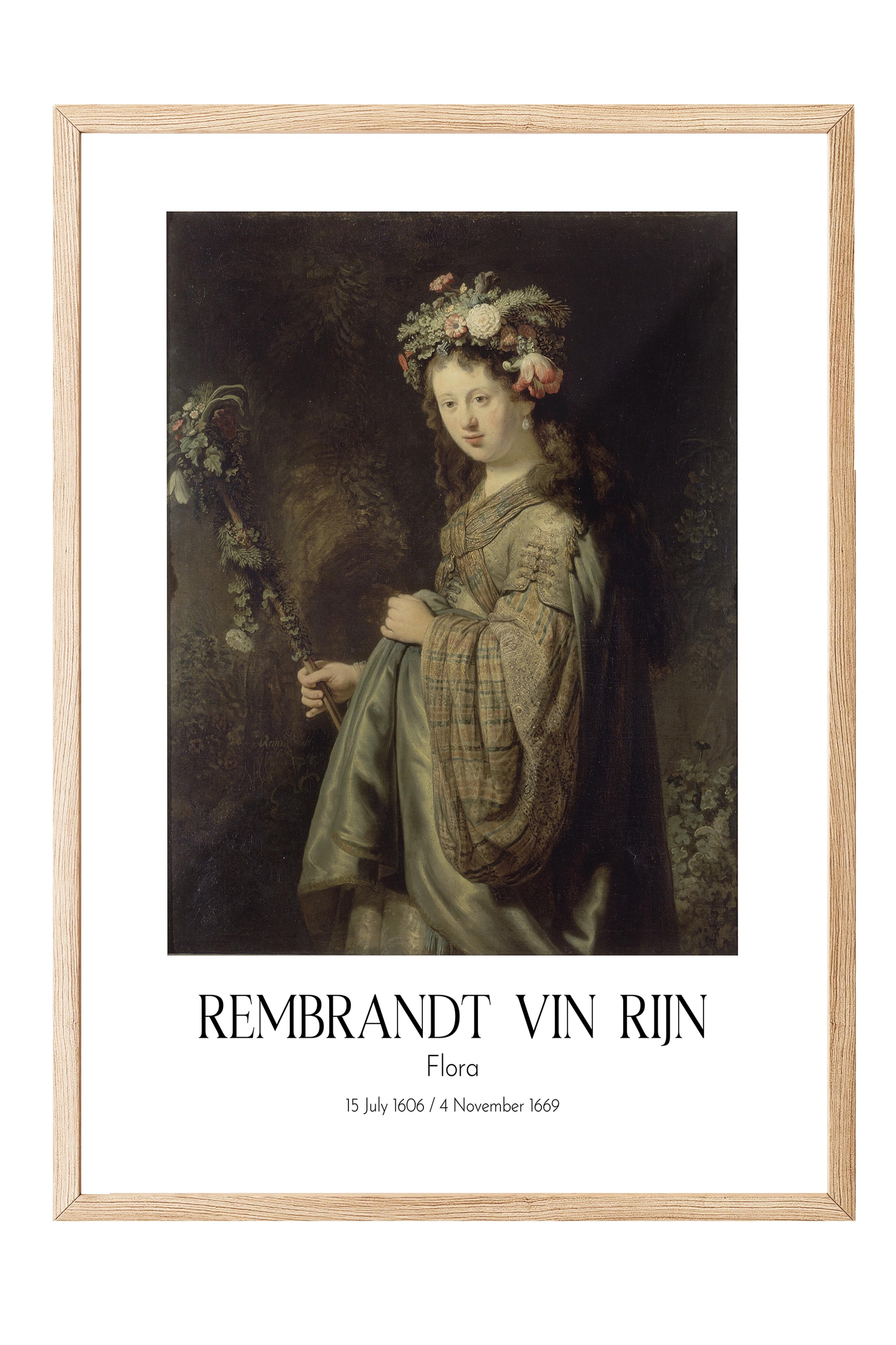 Rembrandt Vin Rijn - Flora, Ahşap Çerçeveli Tablo, Sanat Serisi NO:112390