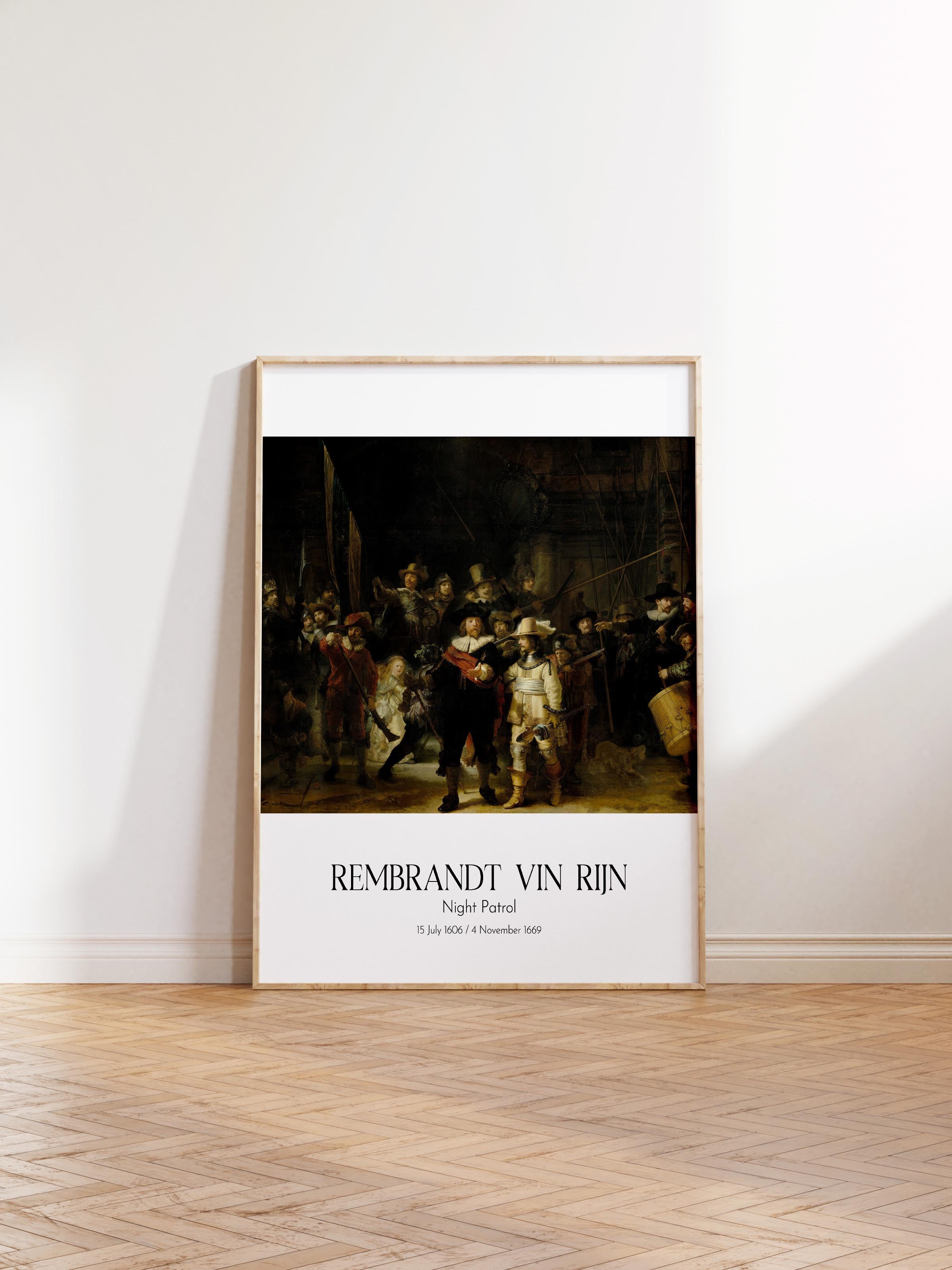Rembrandt Vin Rijn - Gece Devriyesi, Ahşap Çerçeveli Tablo, Sanat Serisi NO:112391