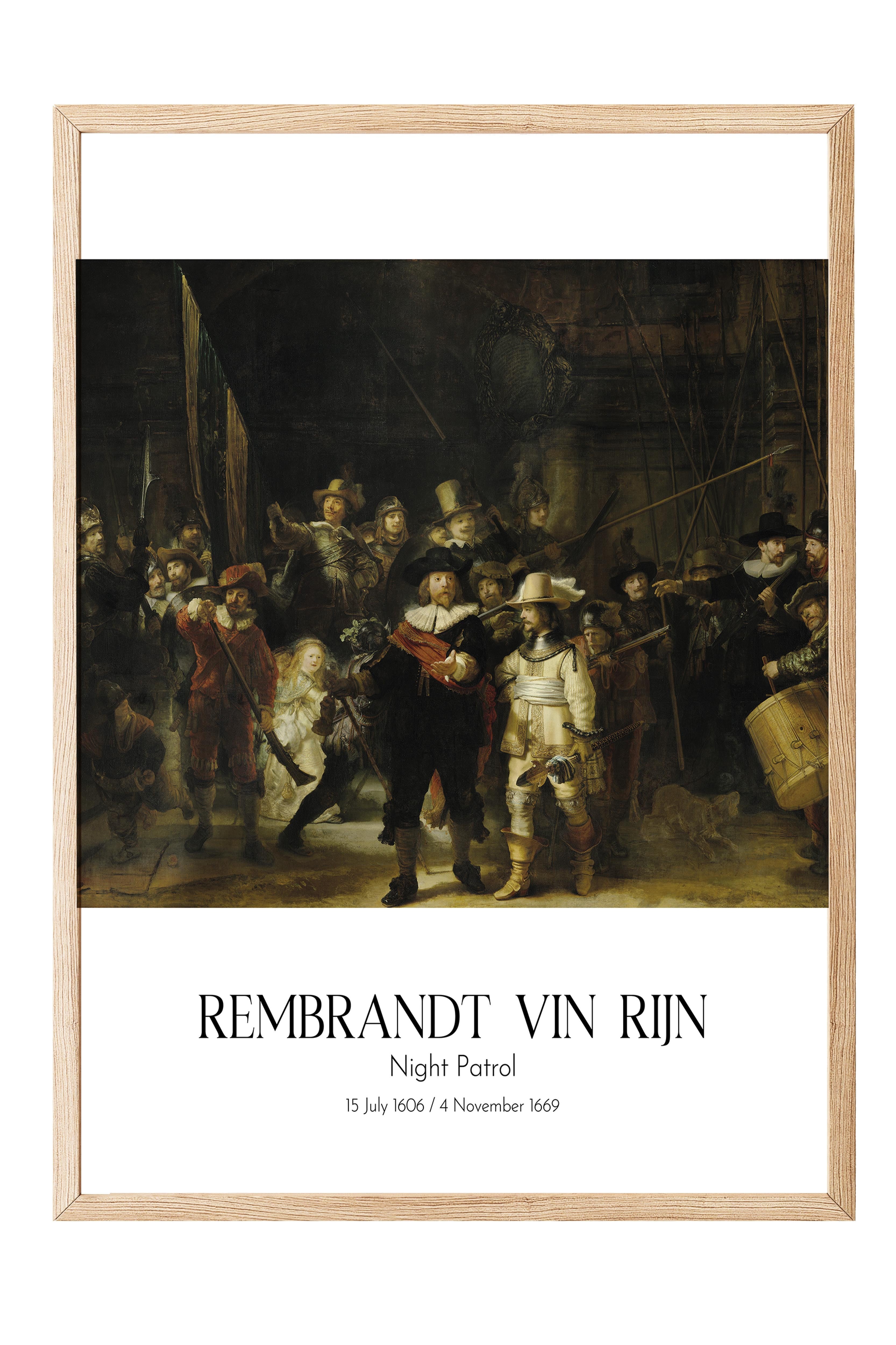 Rembrandt Vin Rijn - Gece Devriyesi, Ahşap Çerçeveli Tablo, Sanat Serisi NO:112391
