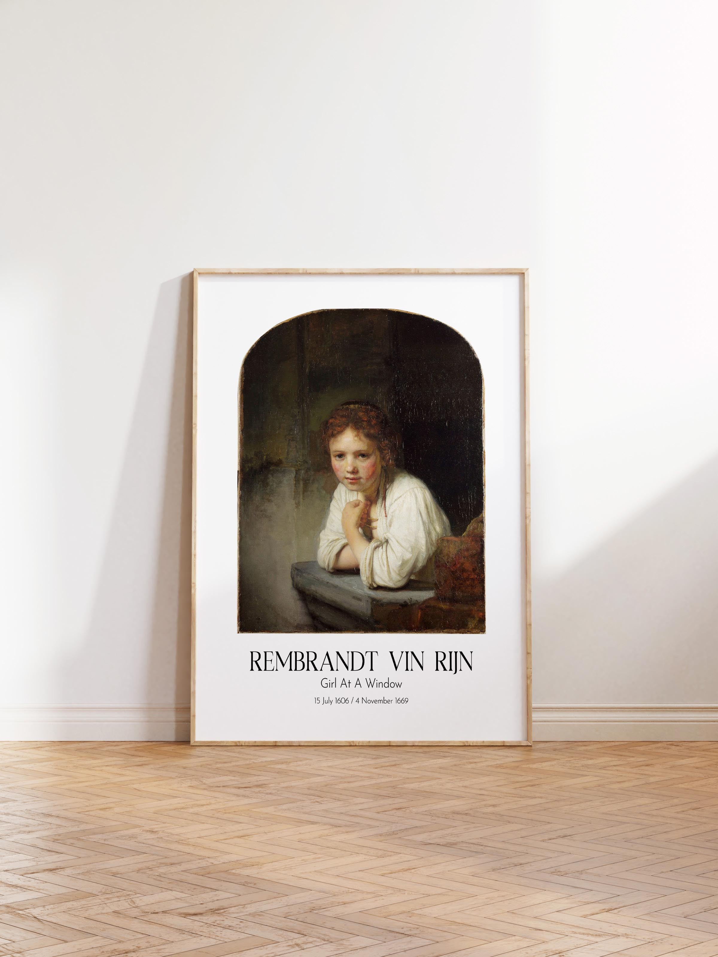 Rembrandt Vin Rijn - Girl At A Window, Ahşap Çerçeveli Tablo, Sanat Serisi NO:112392