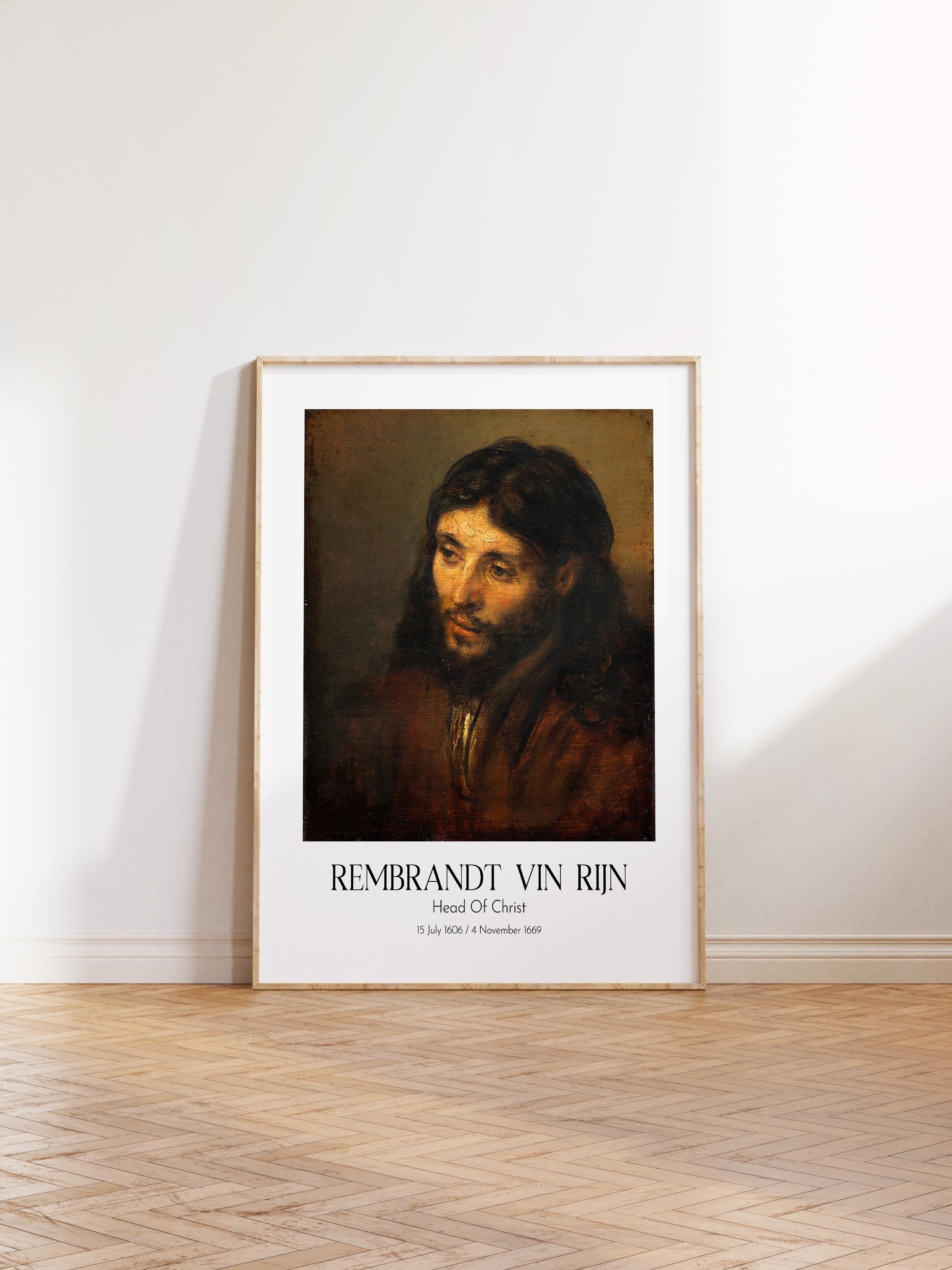 Rembrandt Vin Rijn - Head Of Christ, Ahşap Çerçeveli Tablo, Sanat Serisi NO:112393