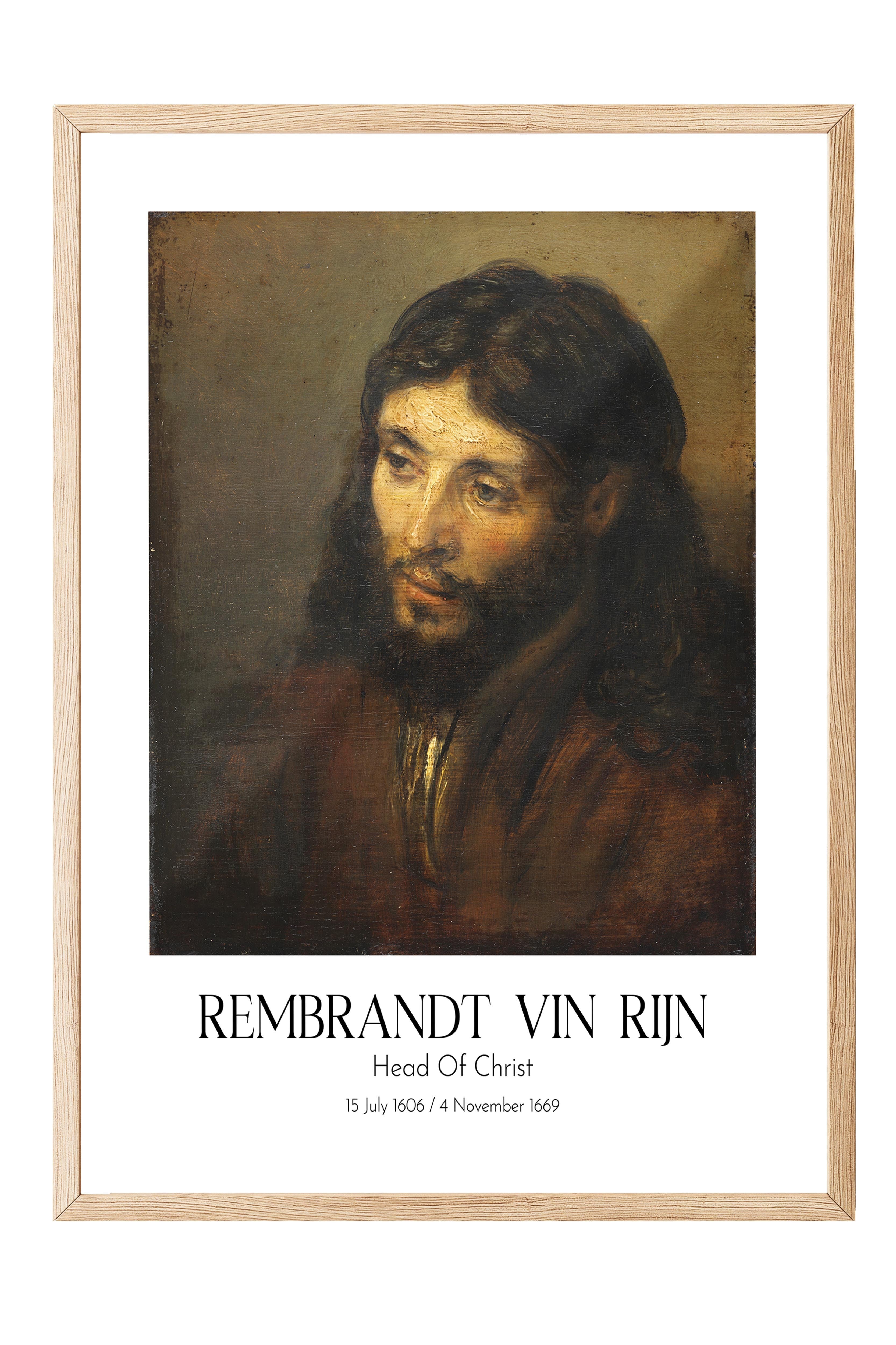 Rembrandt Vin Rijn - Head Of Christ, Ahşap Çerçeveli Tablo, Sanat Serisi NO:112393