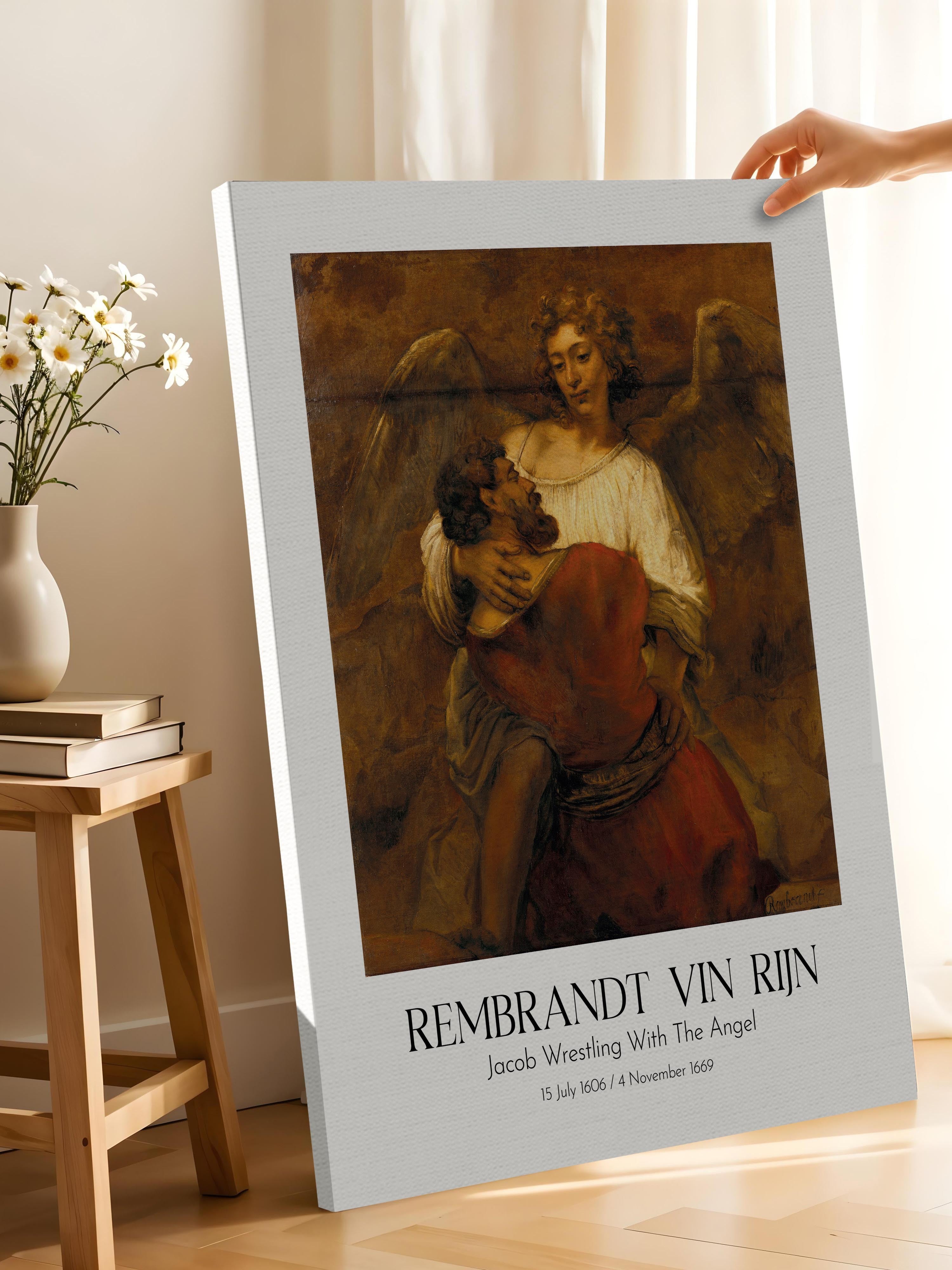Rembrandt Vin Rijn - Jacob Wrestling With The Angel, Kanvas Tablo, Sanat Serisi NO:112395