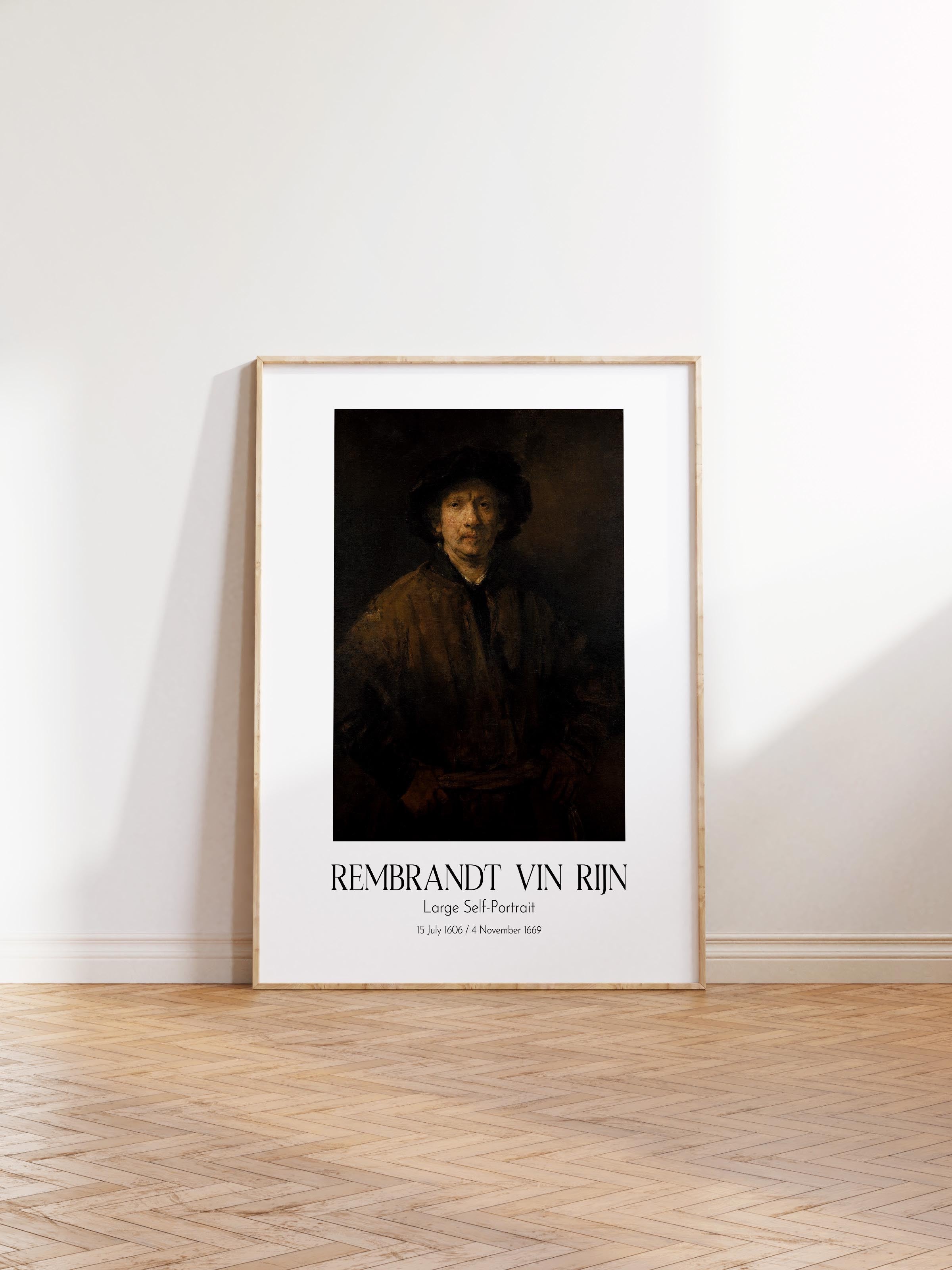 Rembrandt Vin Rijn - Large Self-Portrait, Ahşap Çerçeveli Tablo, Sanat Serisi NO:112397