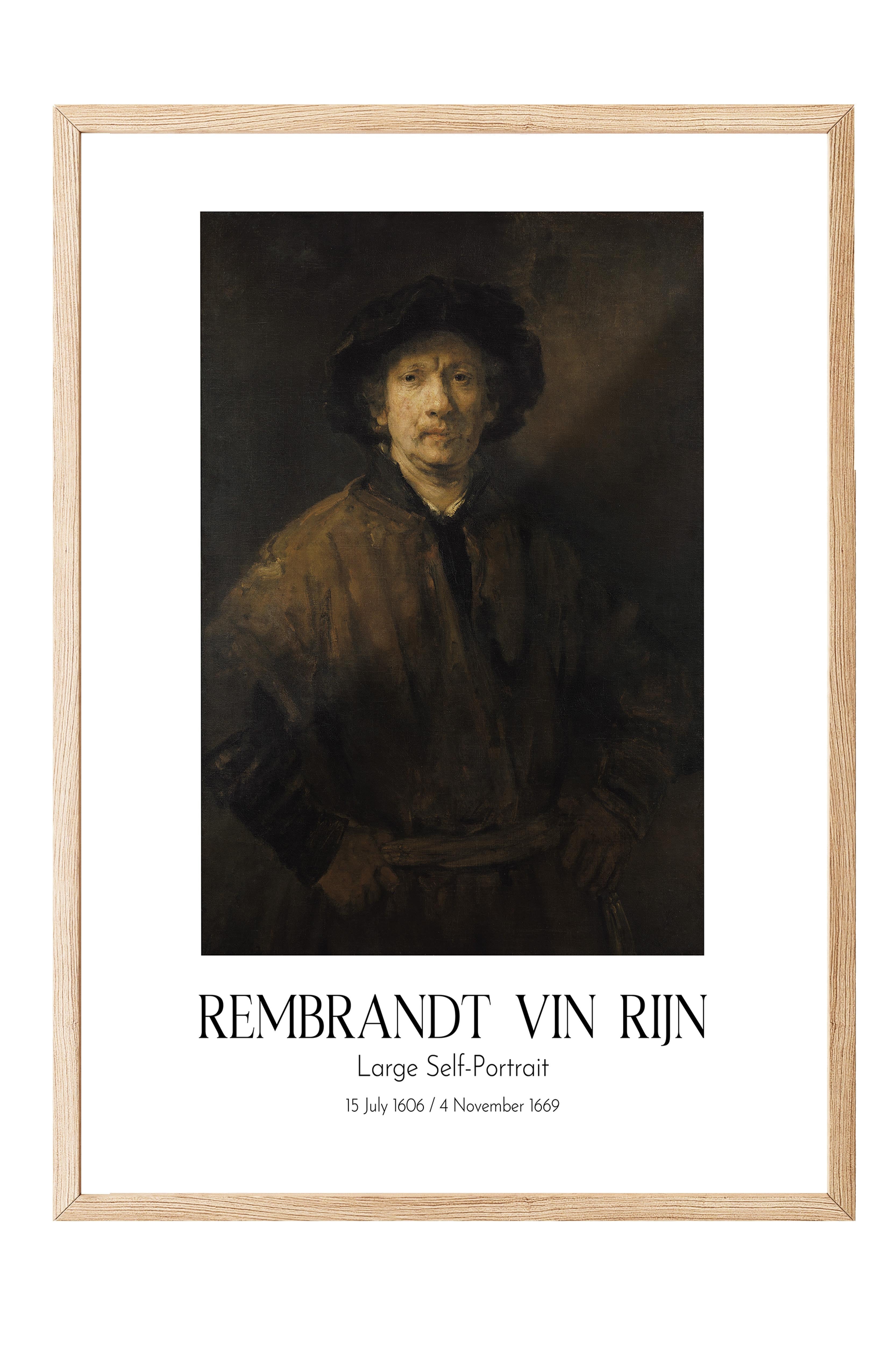 Rembrandt Vin Rijn - Large Self-Portrait, Ahşap Çerçeveli Tablo, Sanat Serisi NO:112397