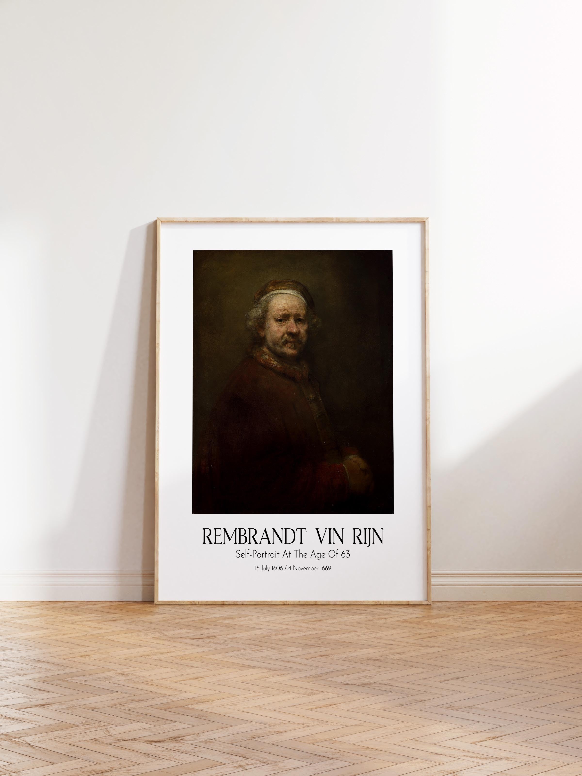 Rembrandt Vin Rijn - Self-Portrait At The Age Of 63, Ahşap Çerçeveli Tablo, Sanat Serisi NO:112381