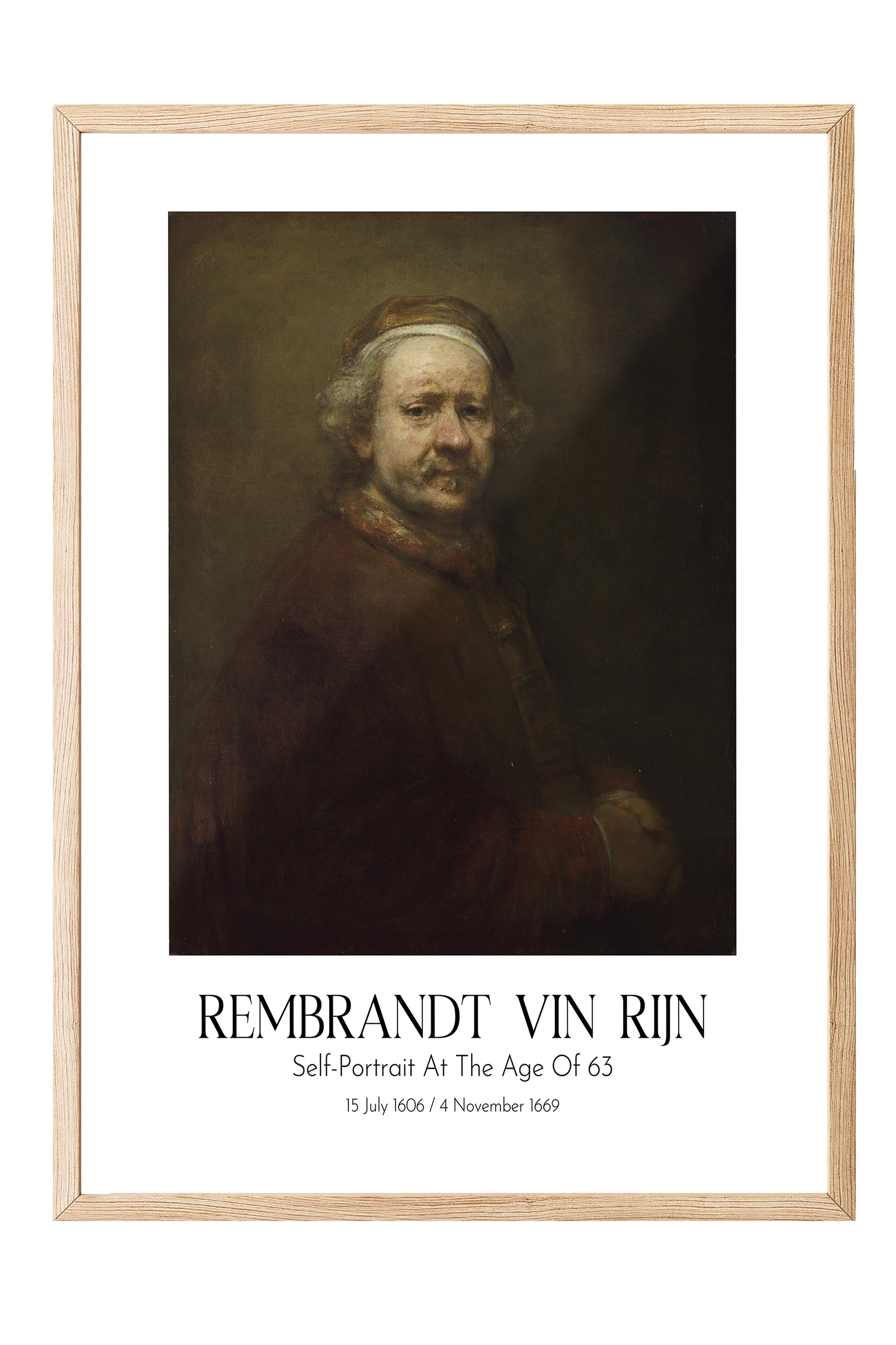 Rembrandt Vin Rijn - Self-Portrait At The Age Of 63, Ahşap Çerçeveli Tablo, Sanat Serisi NO:112381